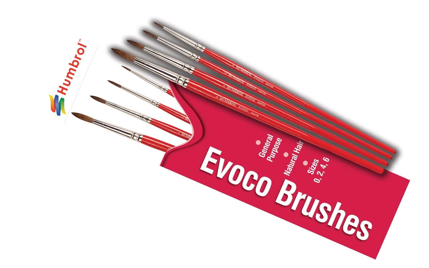Hornby Humbrol AG4150 Evoco Paint Brushes Sizes 0,2,4,6