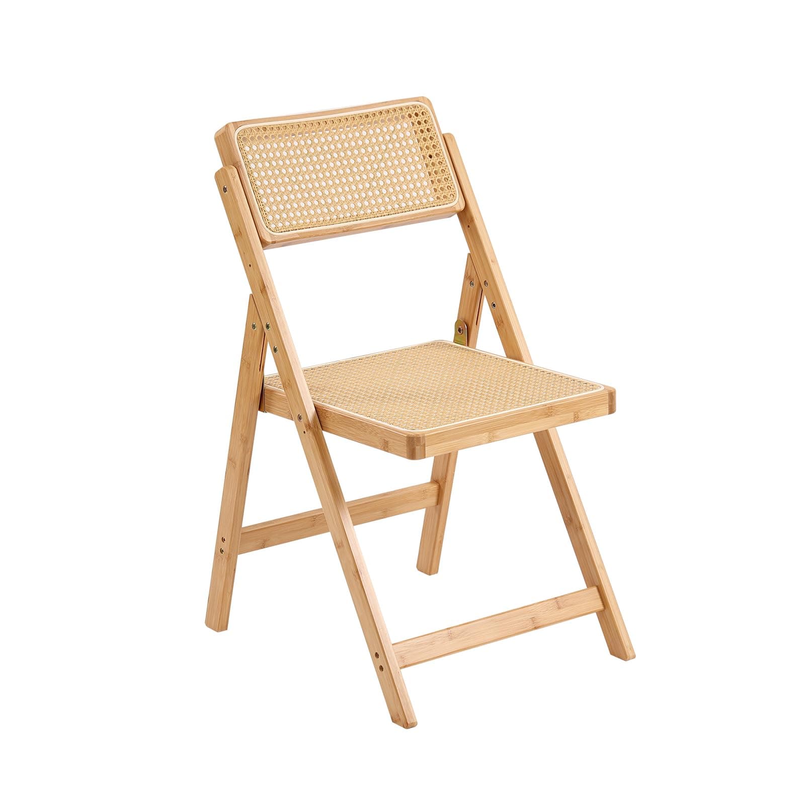 Tiita Rattan Folding Dining Chair, Bamboo Frame for Small Spaces, Wood
