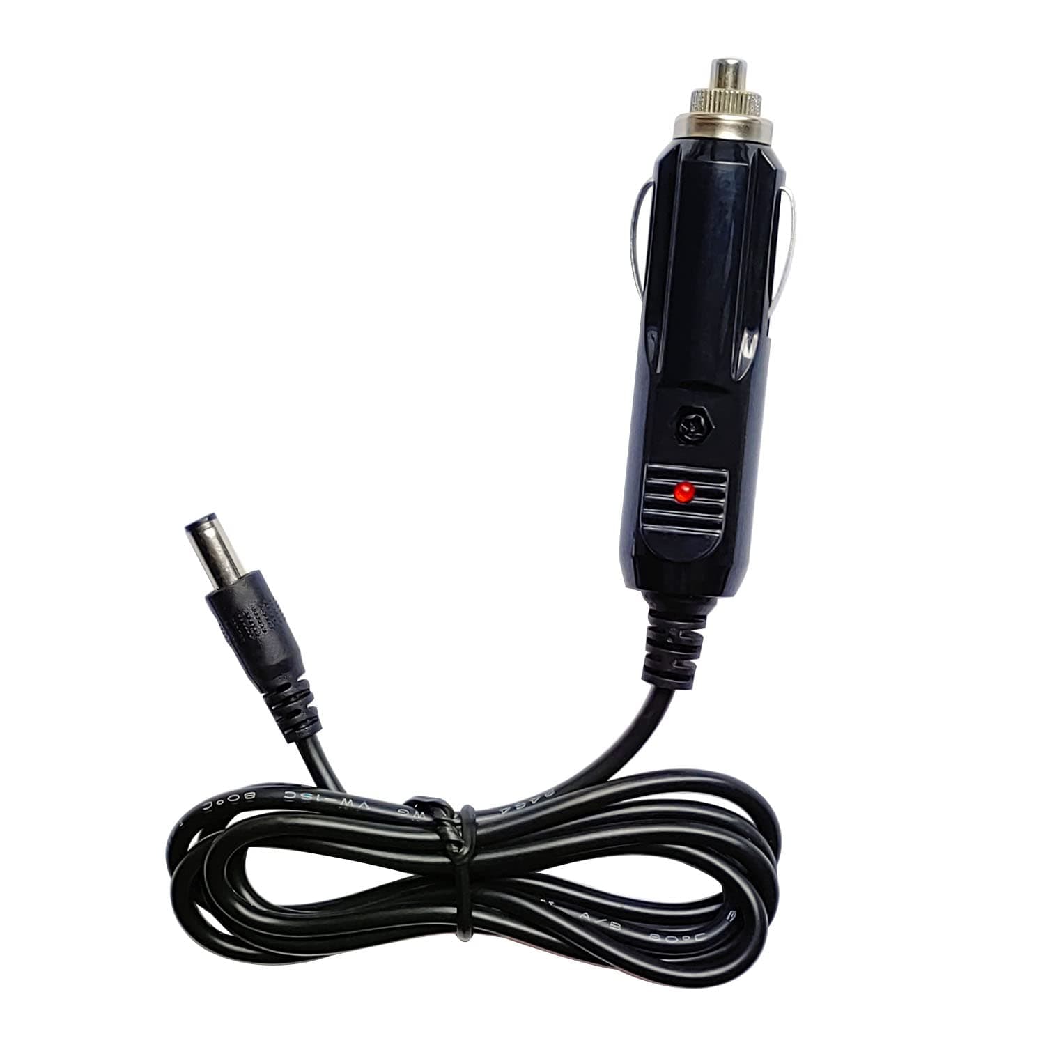 Faoyliye 12-24V Car Cigarette Lighter Male Plug to 5.5mm x 2.1mm Connector Extension Cord,DC Car Charger Cable with LED for Portable DVD Player, Car-1.2m/3.9ft