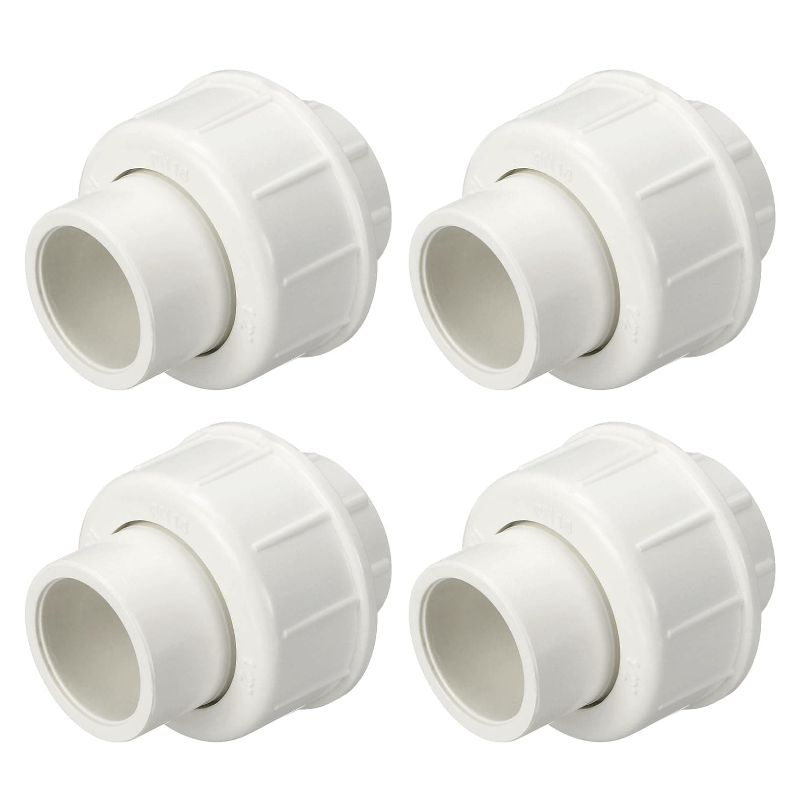 DTGN 4Pcs 1/2" PVC Union Coupling Pipe Fitting SCH40 PVC Slip Union Adapter