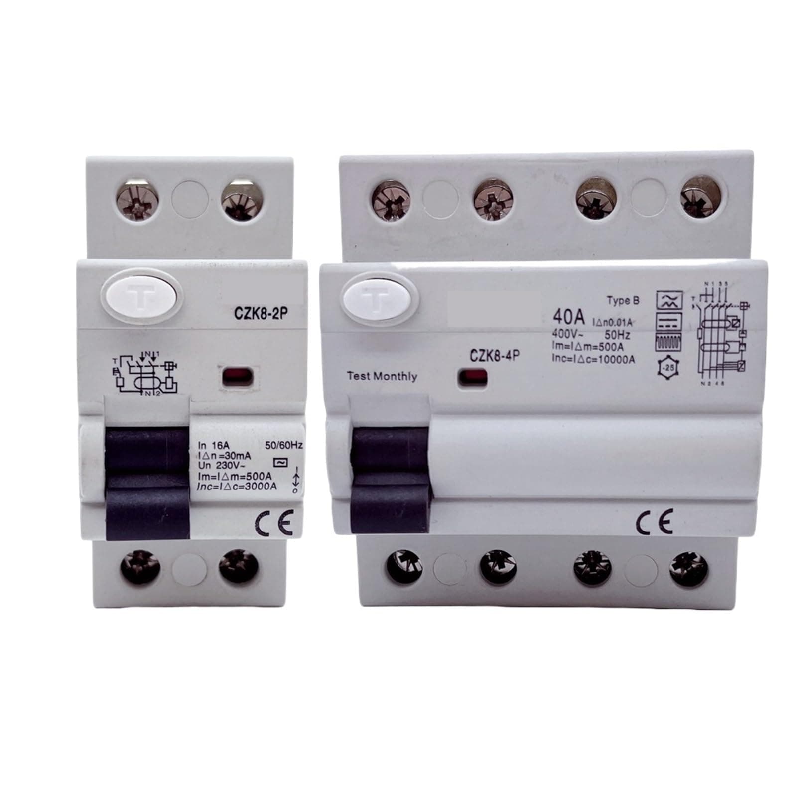1PCS CZK9 Magnetic Type B RCCB Leakage Circuit Breaker DCELCB 2P 4P 40A 63A 30mA 100mA 300mA Type B RCD Leakage 10KA (Size : 4P-38, Color : 63A100MA)