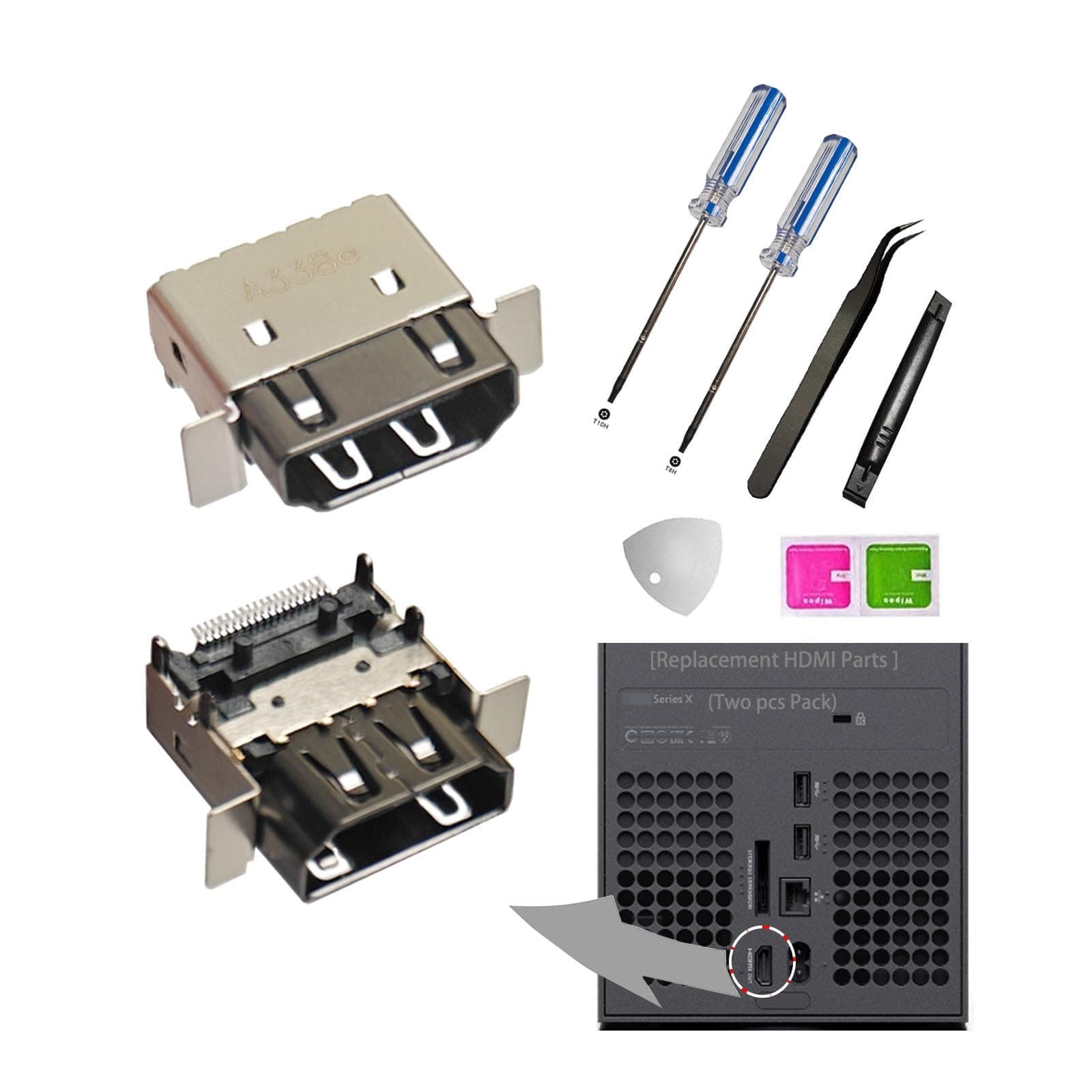 (2pcs HDMI Port Pack) Series x HDMI Replacement Parts,HDMI Display Port Jack Socket Connector Replacement Parts for Xbox Series XSX M1087810 [not fit for series XSS Version,not fit for one x ]