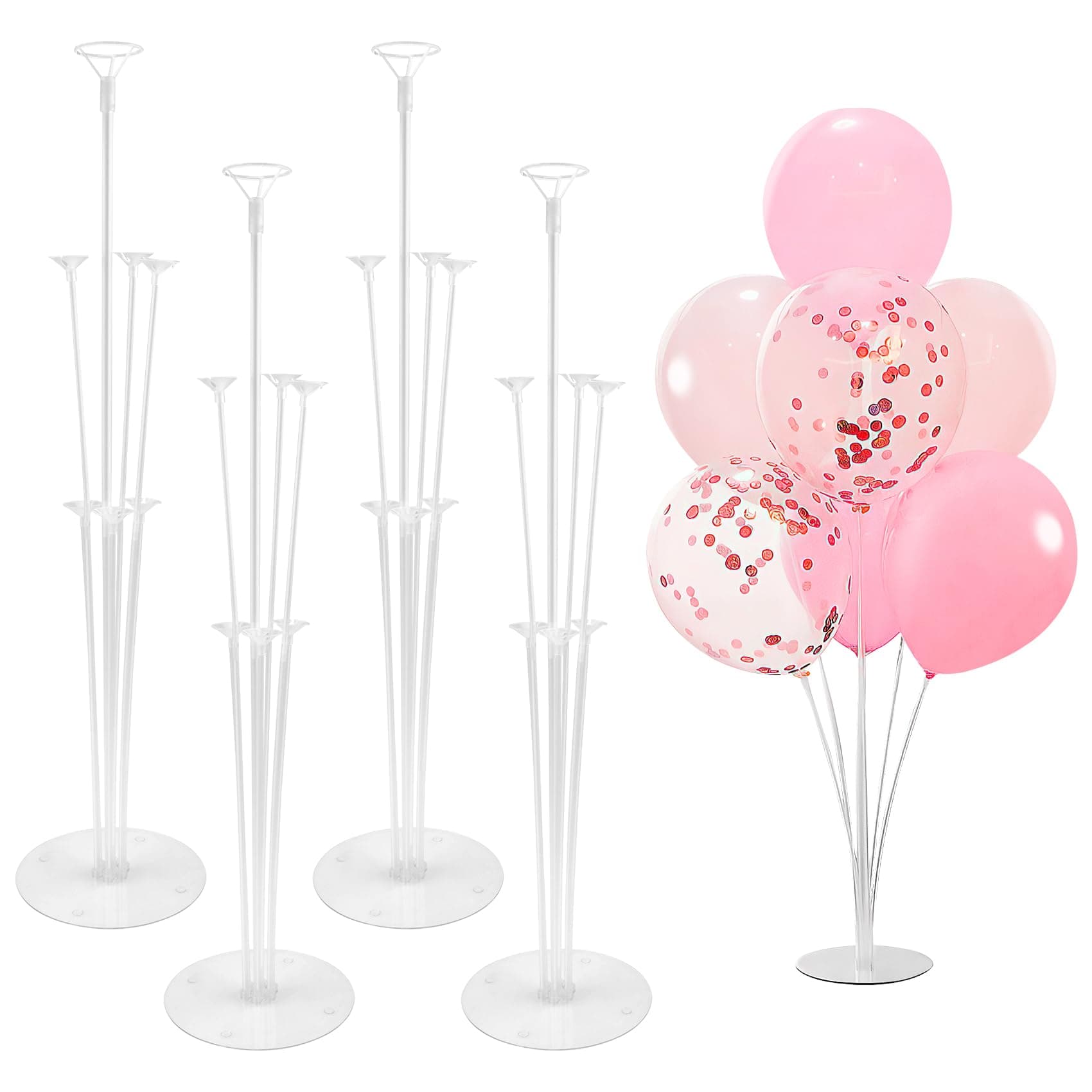 4 Sets Balloon Stand Kit, Balloon Sticks with Base for Table Balloon Stand with Base for Floor Balloon Arch Stand with Base Balloon Stand for Table Baby Shower Birthday Wedding Party Decorations