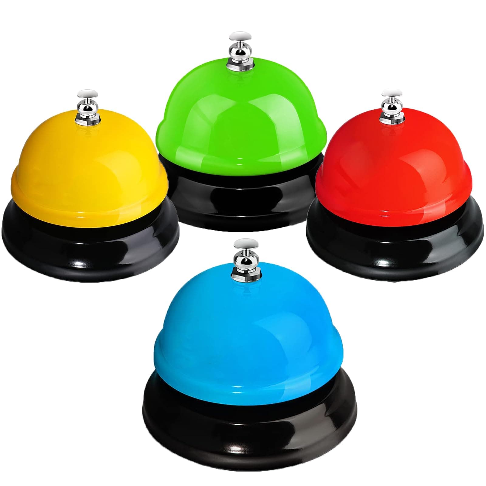 4 Pcs Call Service Dinner Bell Colorful Metal Service Bell 3 Inch Diameter Anti Rust for Hotel Restaurant Office School Kitchen Bar ，4 Color