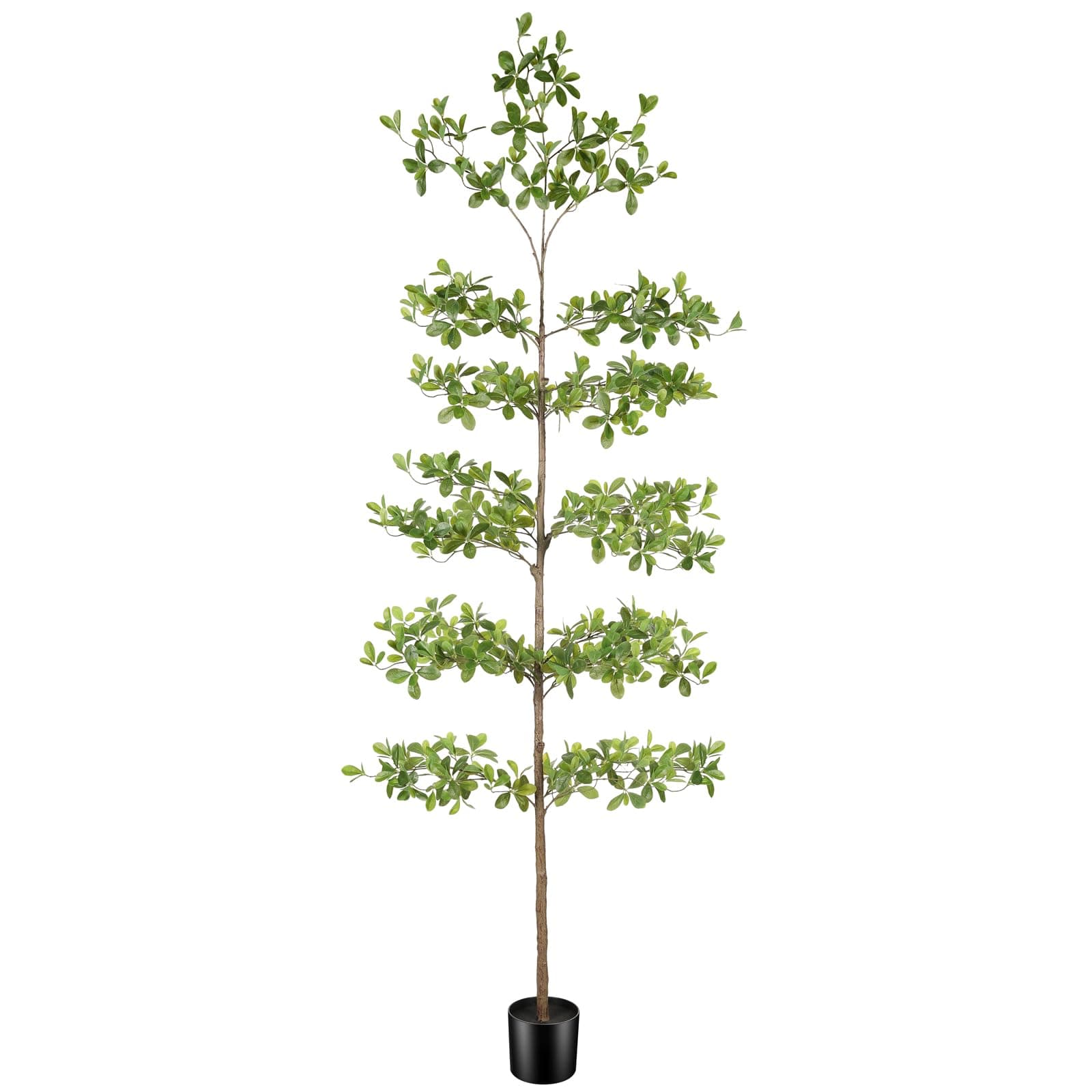 FEELEAD 8FT Tall Artificial Shady Lady Black Olive Tree with Natural Wood Trunk and Realistic Leaves, Large Fake Tree for Indoor Home and Office Decor