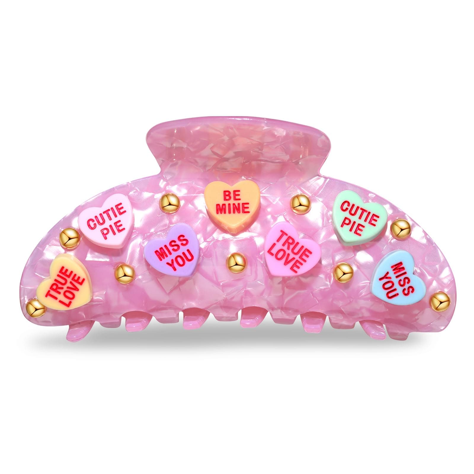 Valentine’s Day Hair Claw Clips for Women, Large Conversation Heart Hair Clips Nonslip Pink Love XOXO Hair Claws Valentine’s Day Accessories Outfits Party Favor Gifts