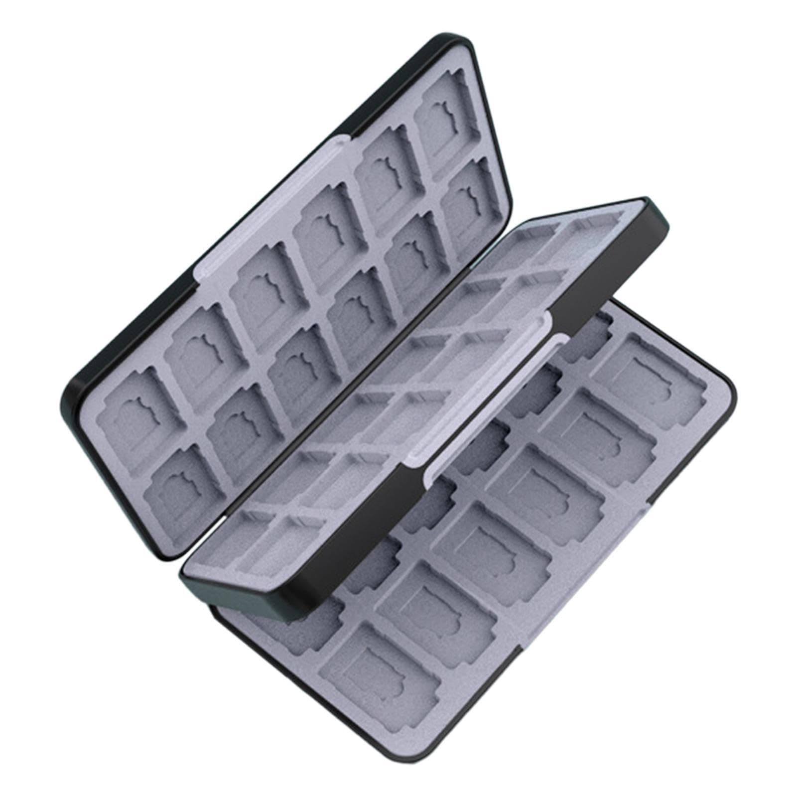 QLoztyse Game Card Case for Switch - Black Cartridge Cases with 48 Games Cards and 24 Micro Slots Double Layer Holder for Gamer Storage Organizer