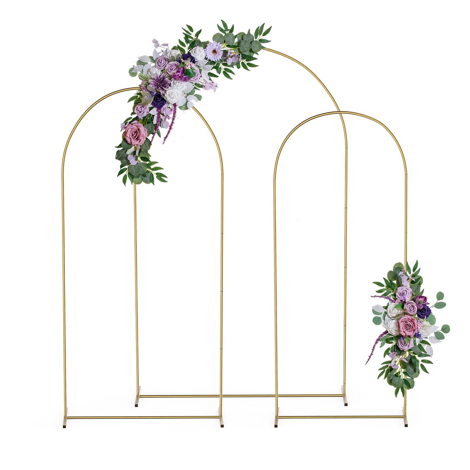 Wedding Arch Background Bracket Set of 3 (7.2FT, 6.6FT, 6TF), Metal Arched Balloon Backrest Frame Suitable for Wedding Ceremony, Party, Birthday Party, Baby Shower, Garden Decoration