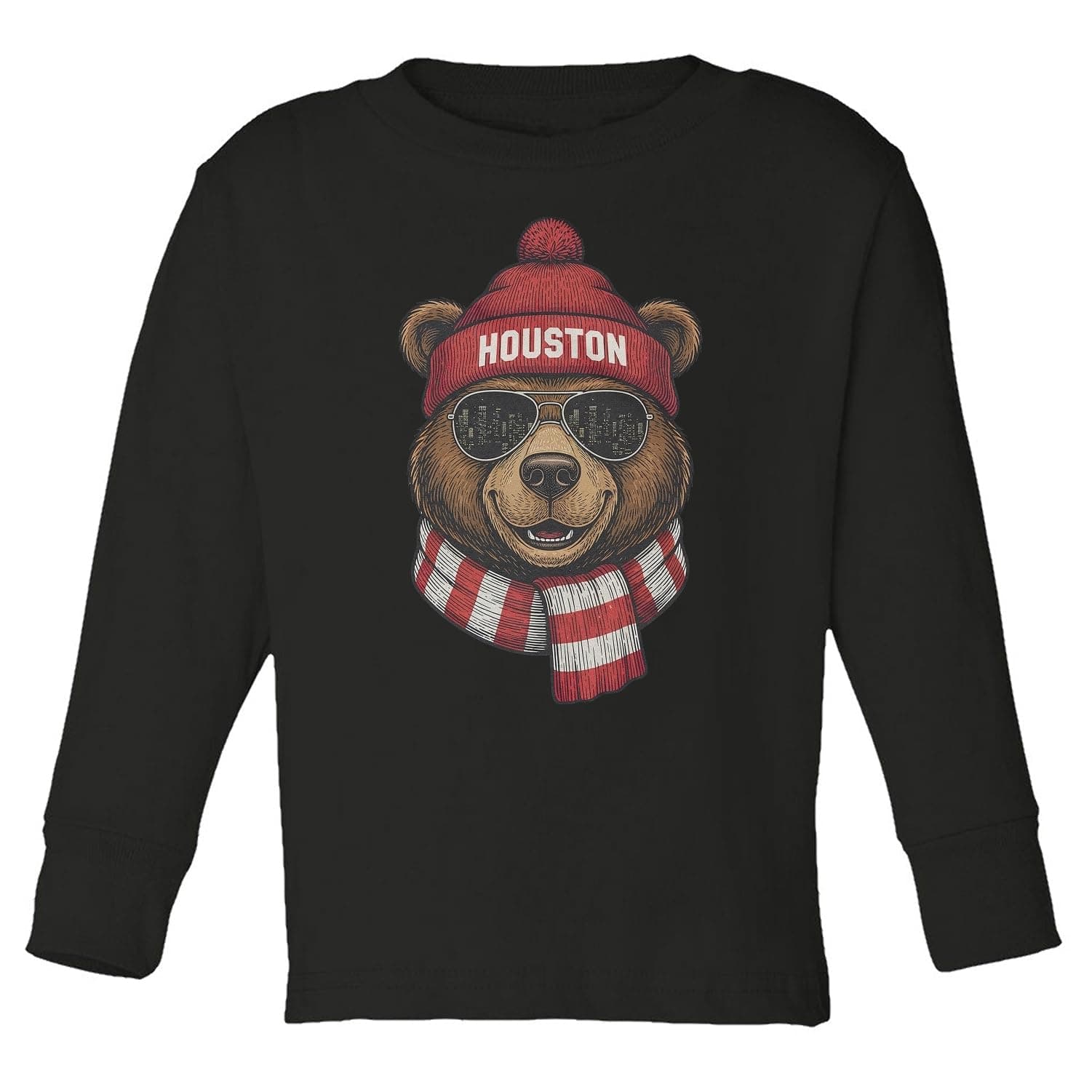 Vintage Bear-Inspired Graphic – Sports Fans Tribute Toddler Long Sleeve Tshirt (Black, 4T)