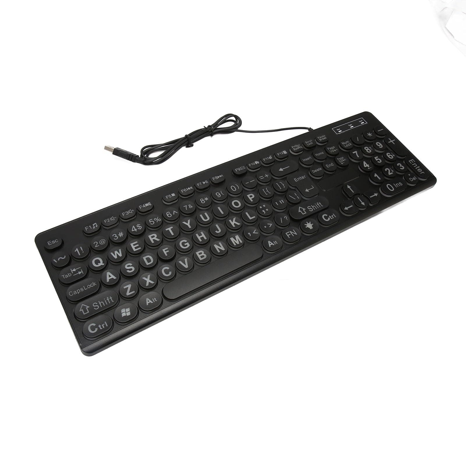 KIMISS 104 Key Wired Backlit Large Print Keyboard for Seniors and Visually Impaired - USB Wired Keyboard with Adjustable Brightness for Easy Use in Office and Home