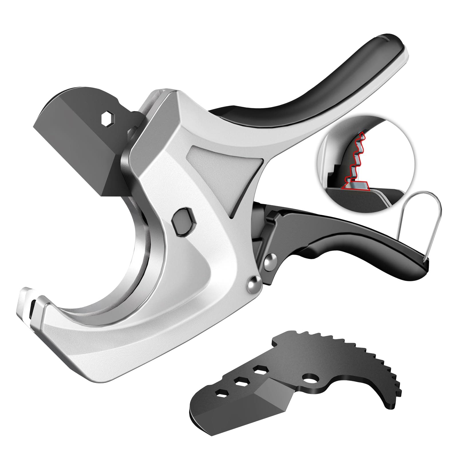 AIRAJ PVC Pipe Cutter,Cuts up to 1-5/8",Ratcheting PVC Cutters,PEX Pipe Cutter,for PVC, CPVC,PP, PE, PEX, Plastic Hoses & Plumbing