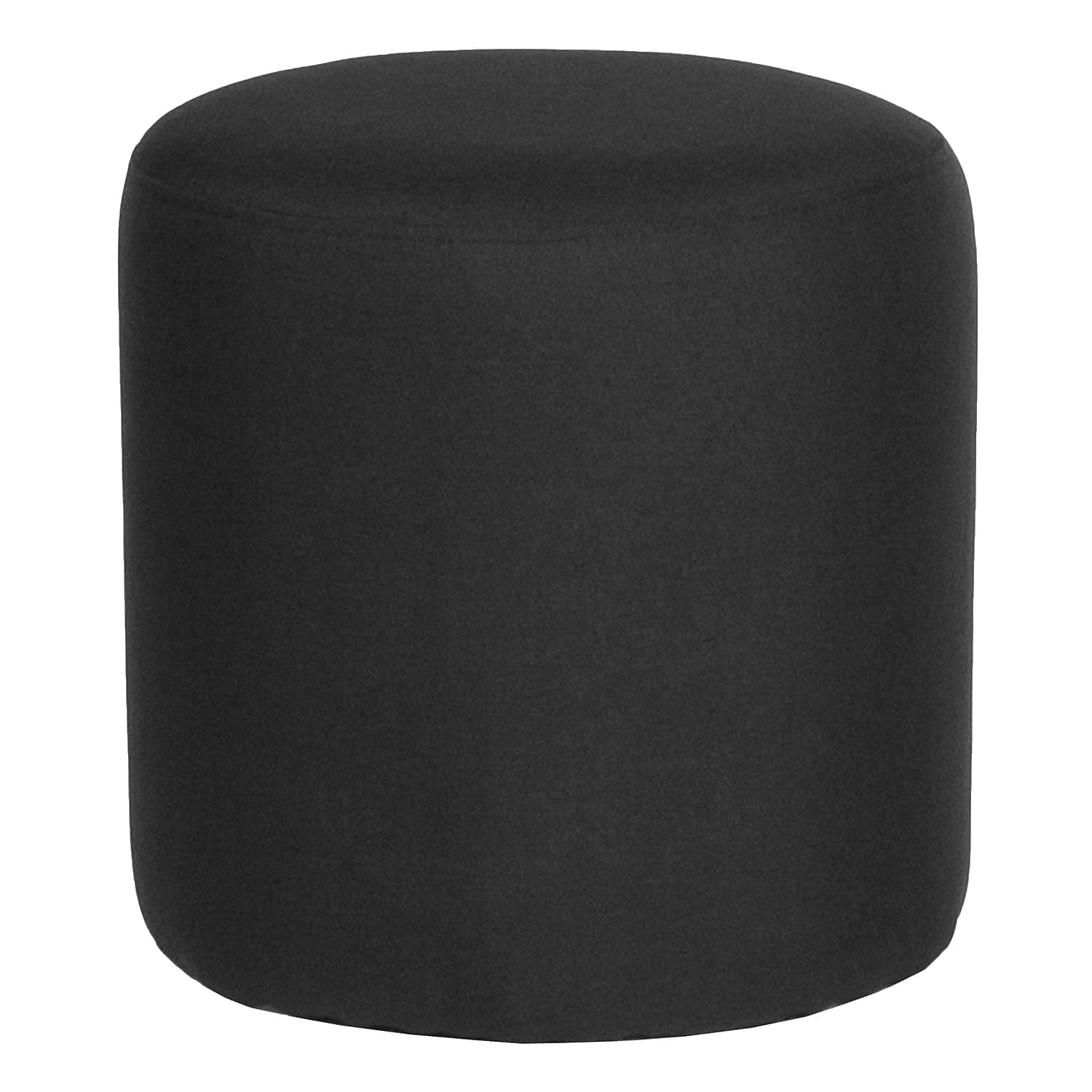 Flash Furniture QY-S10-5001-1-BK-GG Barrington Upholstered Round Ottoman Pouf in Black Fabric, 15.75" W x 15.75" D x 16.25" H