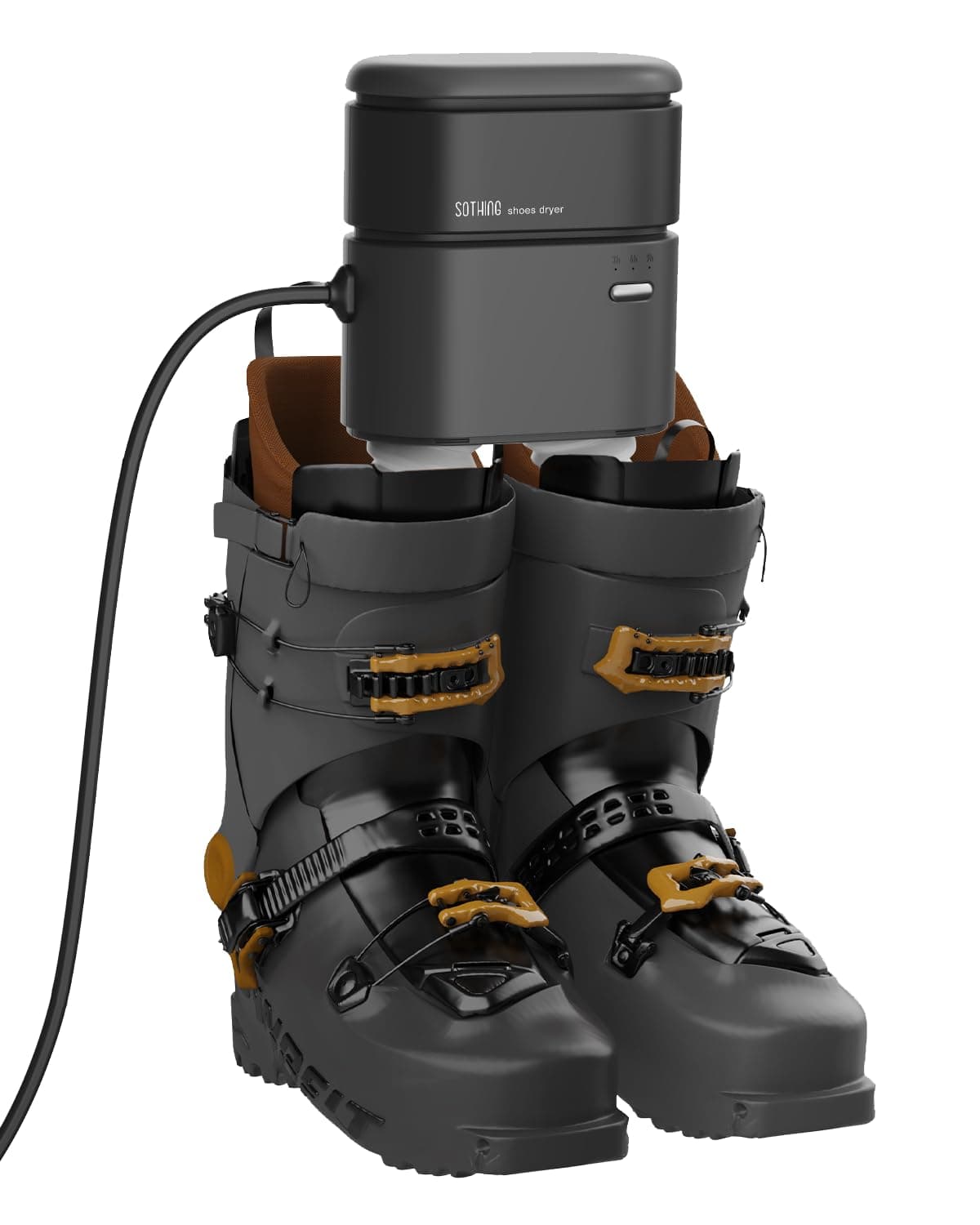 SOTHING Portable Boot Dryer with 3/6/9H Timer, 131℉ Gentle Heat, Ultra-Quiet 30dB, 11.81" Retractable Hoses for Ski Boots, Work Boots, Shoes, Socks & Gloves