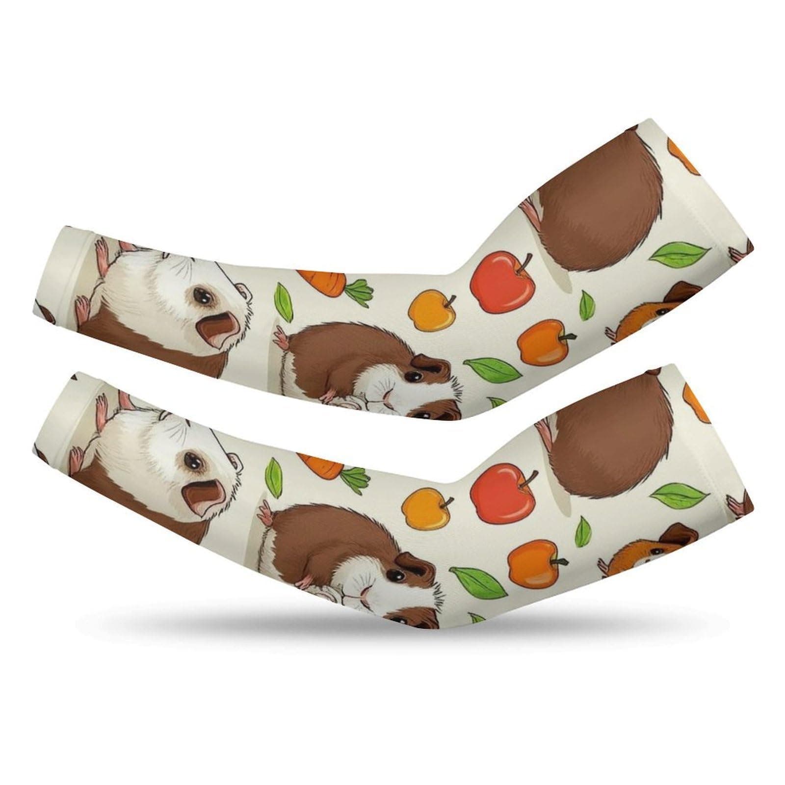 Meaudiwes Soft Unisex Cooling Sleeves, UV Sun Protection Arm Sleeves, Vegetable Food Cute Guinea Pigs Pets Tattoo Cover Up
