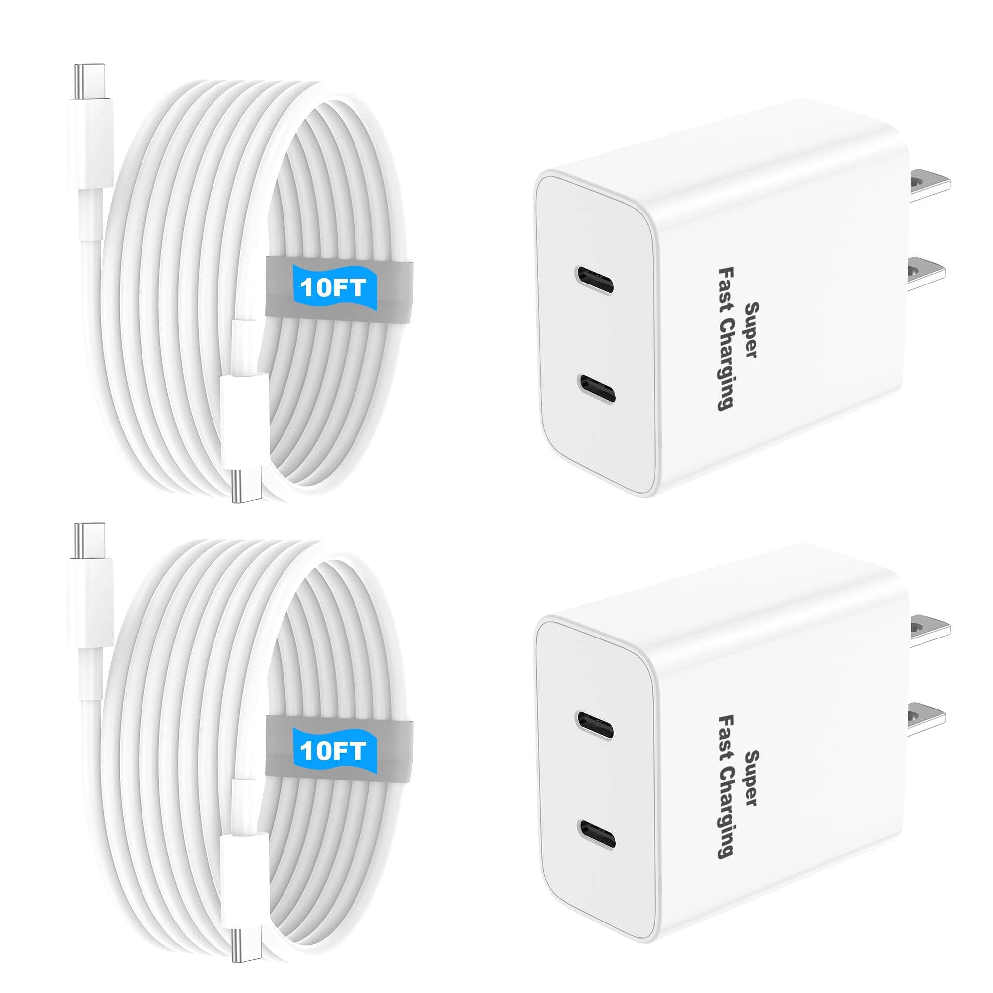 iPhone 17 16 15 Charger Fast Charging, 45W Dual USB C Phone Charger Block with 10FT Long Type C Cable Cord for Apple iPhone 17/Pro/Pro Max/17 Air/16 Pro/16 Pro Max/15 Plus/15 Pro/iPad/S26 Ultra/S25