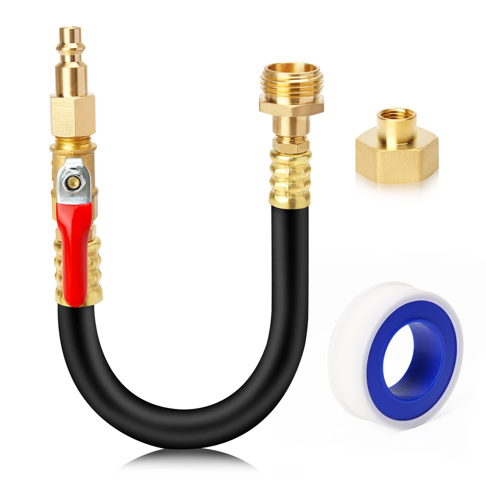 TIPHOPE RV Winterizing Kit Sprinkler Blowout Adapter with Shut Off Valve,Air Compressor Quick-Connect 1/4''Plug to 3/4'' Garden Hose Faucet Blow Out Fitting Adapter for RV,Travel Trailer,Boat