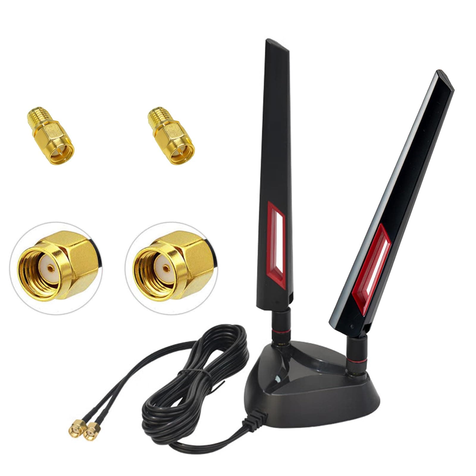 AMTAM WiFi 6E Antenna Tri-Band 6GHz 5GHz 2.4GHz Antenna RP-SMA WLAN Antenna Magnetic Base with 2m/6.6ft Extension Cable for PC Bluetooth Motherboard WiFi 6 Router Camera PC Desktop Wireless