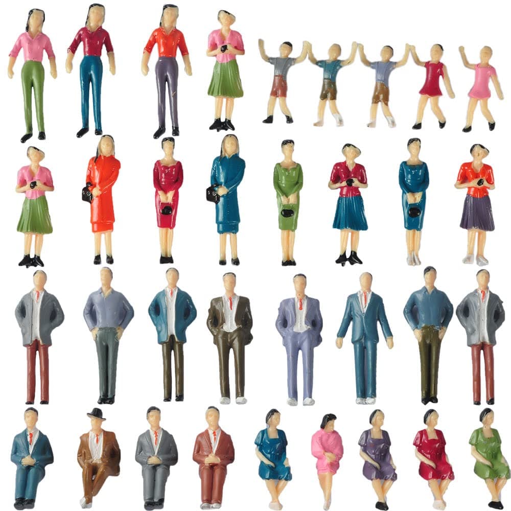 NWFashion 100PCS 1:30 Scale Hand Color Painted Model Train People Figure (1:30 60mm)