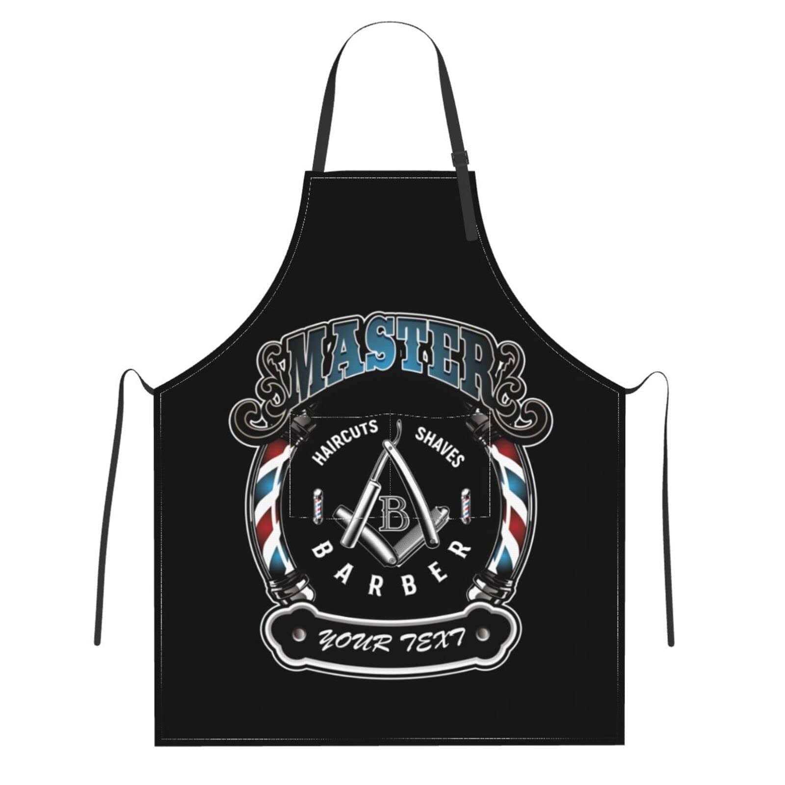 MLIANCEN Custom Barber Apron for Men Women, Personalized Photo Logo Text Barbershop Apron with Pockets, Customized Adjustable Bib Apron for Hair Salon Hairdressers