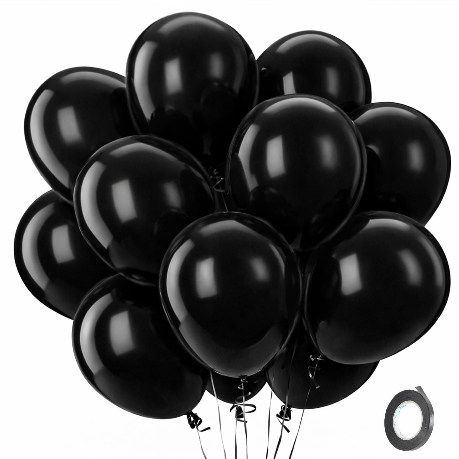 Patimate Black Balloons - 100pcs 12 Inch Latex Matte Black Balloons for Birthday Party Baby Shower Wedding Graduation Anniversary Retirement Casino Race Car Party Decorations