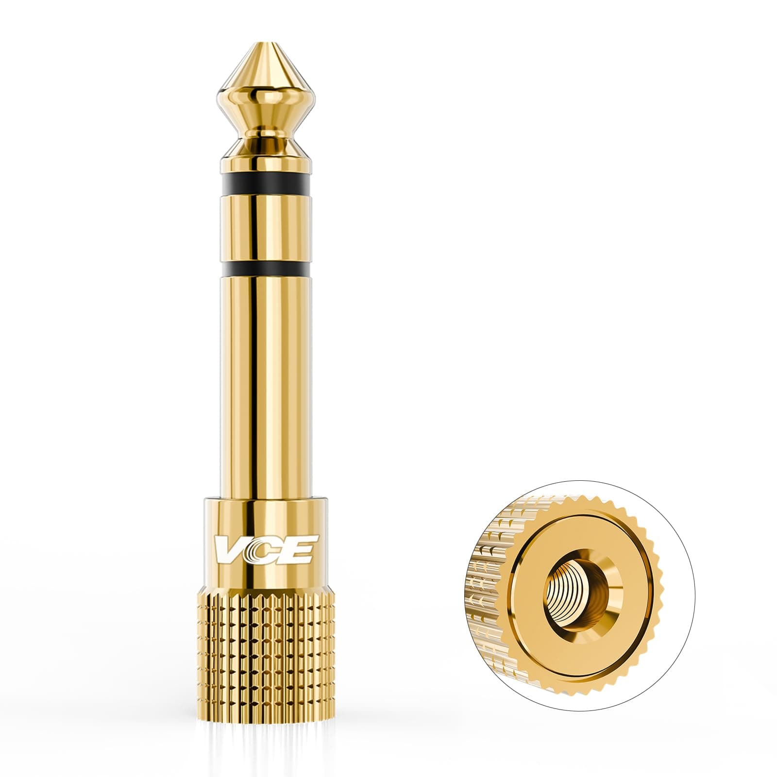 VCE 6.35mm Male to 3.5mm Female Stereo Headphone Jack Adapter, 1 Pack