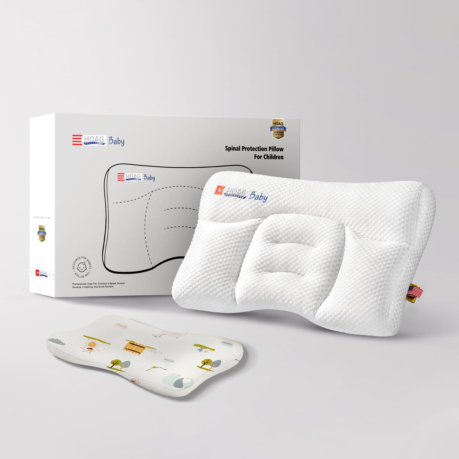 HOAGBaby Toddler Pillow with Pillowcase, Breathable & Cozy Machine Washable Kids Pillow with Pillowcase, 21.6x13.8 Ergonomic Children Pillow for Boys and Girls (Farm, Height 3)