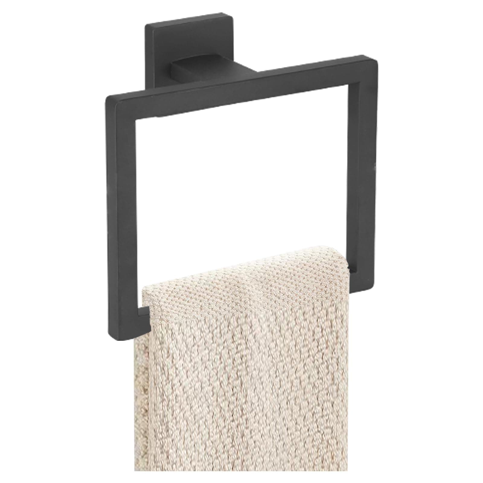 JOPOFI Toallero grueso de acero inoxidable SUS 304, toalleros para baño, soporte cuadrado para toallas de mano de diseño moderno, barra de toalla de mano contemporánea, negro mate