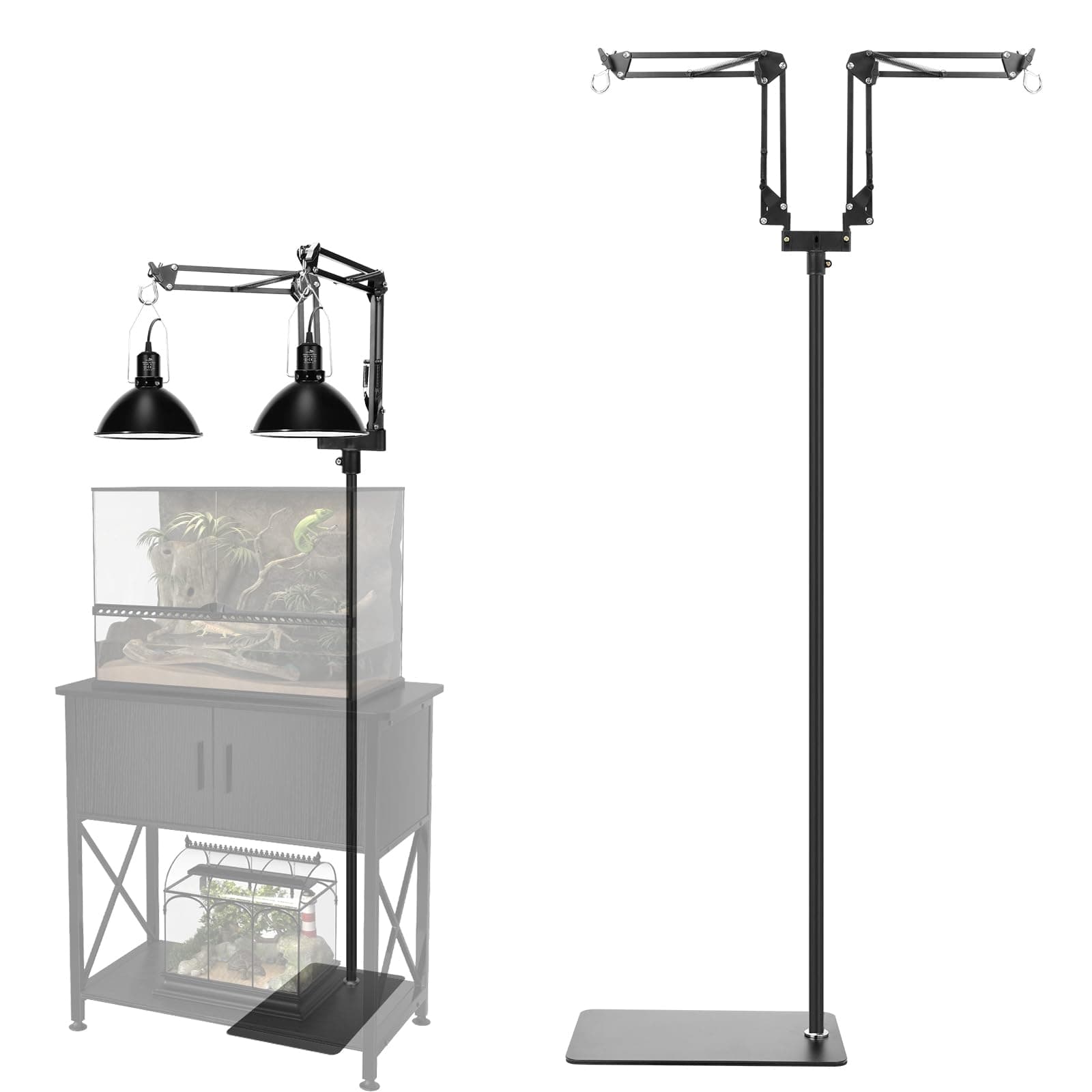 MECESOR Reptile Heat Lamp Stand for Bearded Dragons, Turtles, Snakes, Chicks, Plants (7.9-55.9inch)