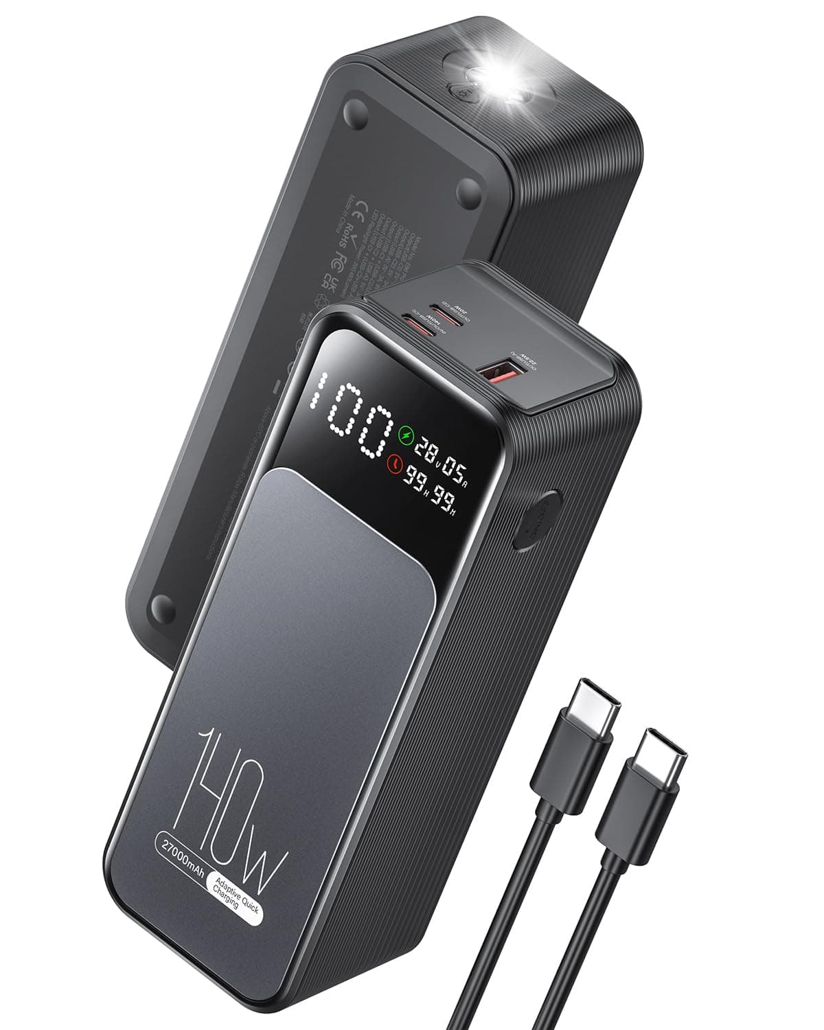 Laptop Power Bank, 140W 27000mAh (99.9Wh) Portable Laptop Charger, PD 3.1 USB C in&Out Fast Charger External Battery Pack for iPhone 17 16 15 Pro Samsung MacBook Dell XPS iPad Steam Deck etc