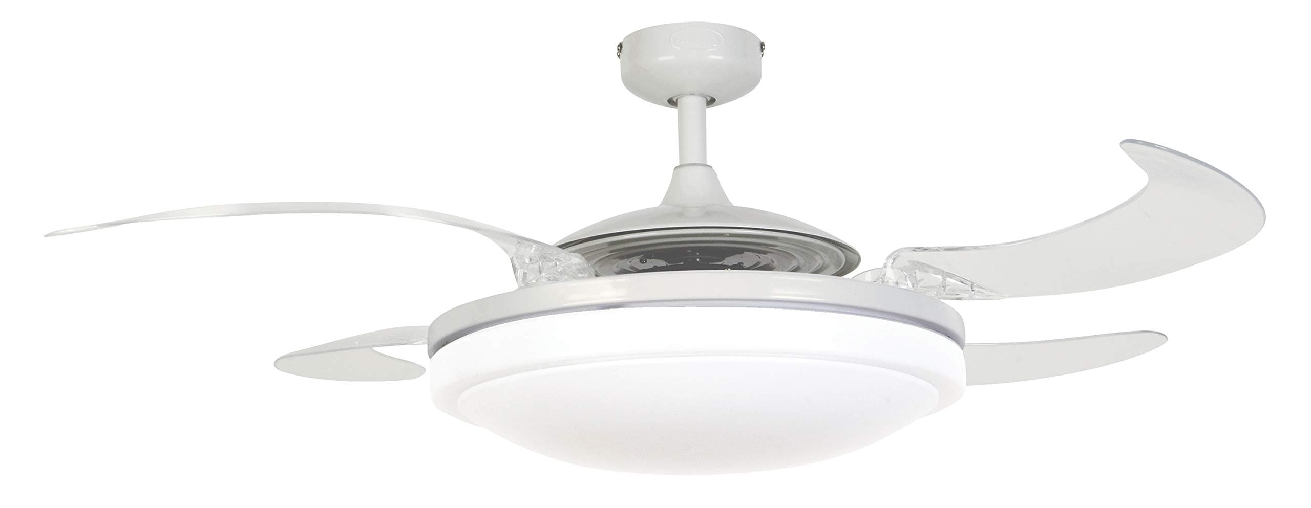 Fanaway 21093001 Evo2 Retractable 4 Lighting with Remote Ceiling Fan, 48 Inch, White with Clear Blades