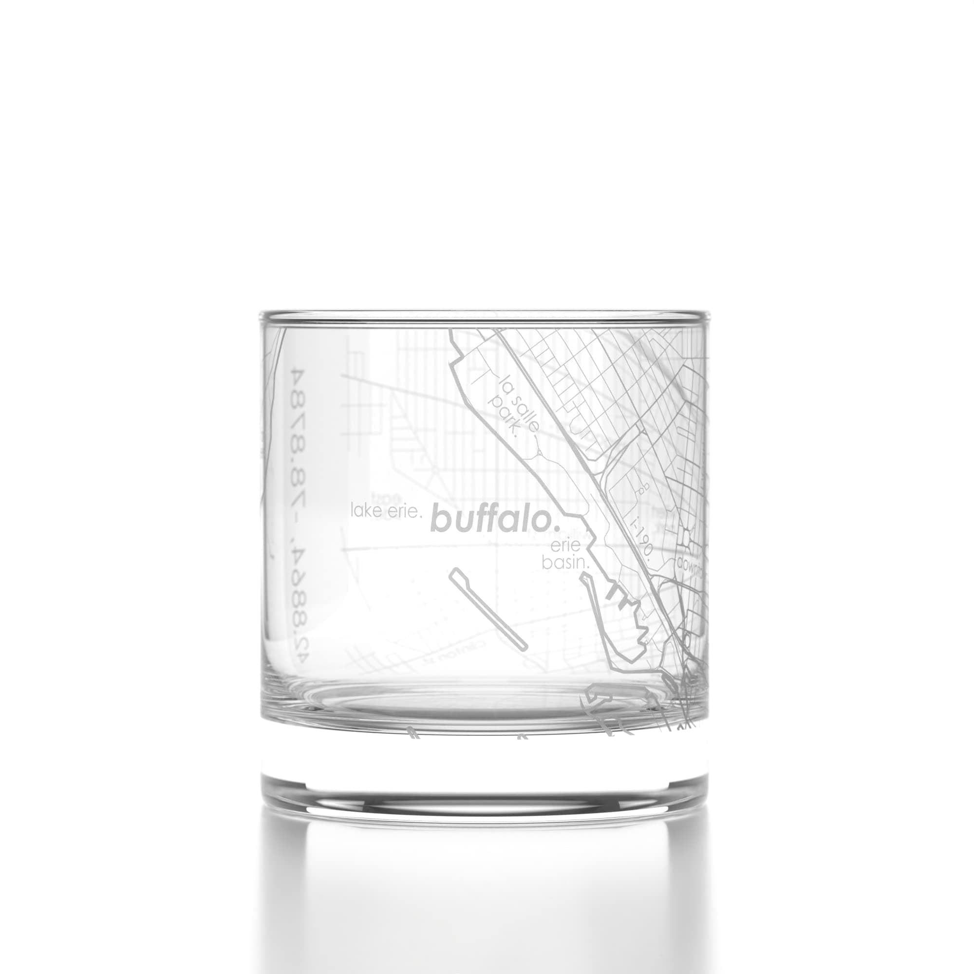 Well Told Engraved Buffalo New York Map Rocks Glass, Old Fashioned Whiskey Glass (11 oz, Clear) Etched Whiskey Glass, Gifts For Whiskey Lovers