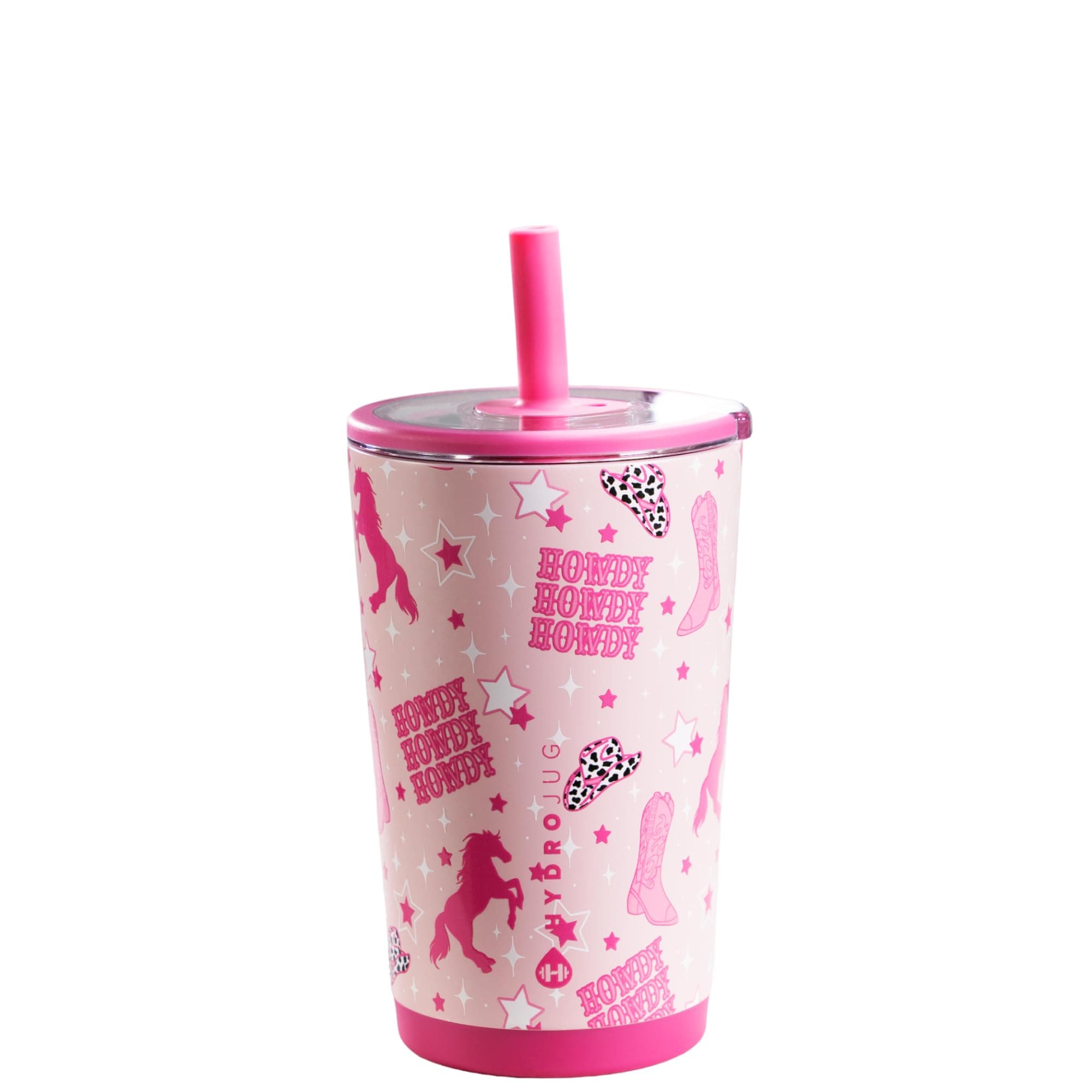 HydroJug Everyday Tumbler 14 oz – Ceramic-Lined Insulated Tumbler with Straw and Soft-Touch Lid, Cup Holder Friendly, Double-Wall Vacuum Insulation, Reusable Travel Cup – Cowgirl
