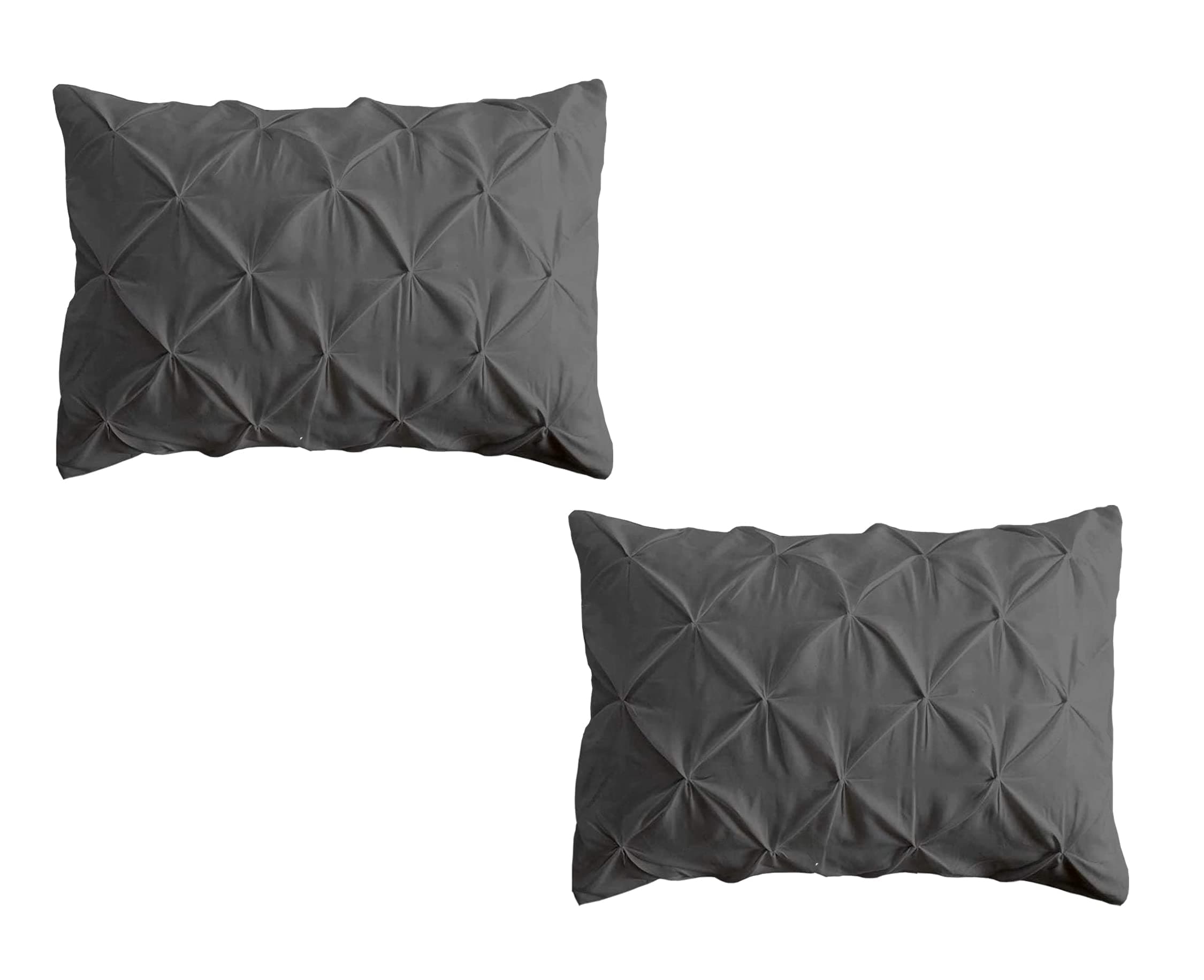 SLEEP-NEST Pinch Pleat King Pillow Shams Set of 2, 20 x 40 Inch – 100% Cotton Soft & Breathable Rectangular Pillow Covers with Envelope Closure, Hotel Luxury Decorative Bed Shams, Dark Grey