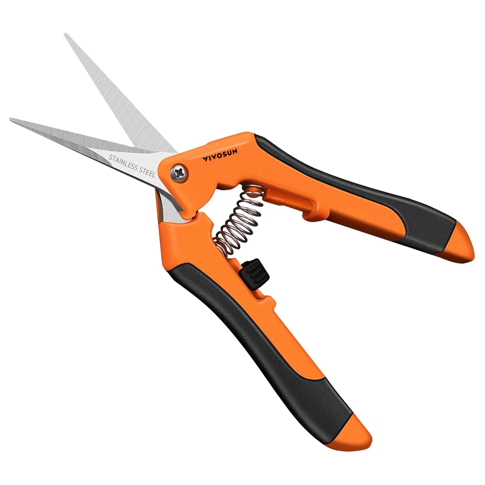 VIVOSUN 6.5 Inch Gardening Scissors Hand Pruner Pruning Shear with Straight Stainless Steel Blades Orange 2-Pack