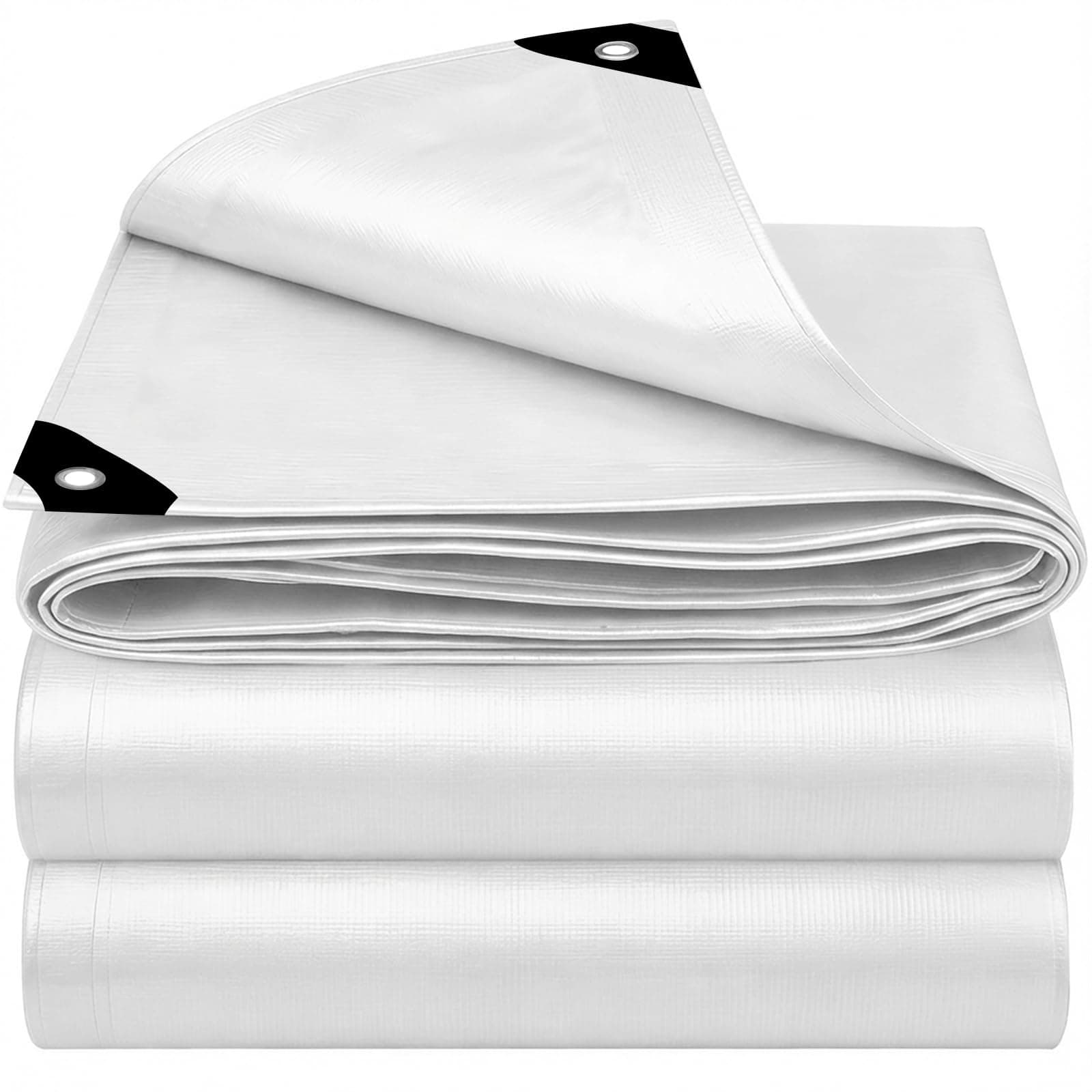 EEATUZTL 10x10FT Tarps Heavy Duty Waterproof,16 Mil Thick UV Resistant Bâche Imperméable Exterieur,Poly Tarpaulin Heavy Duty Waterproof Tarp Outdoor for Firewood Camping Roof Patio,White