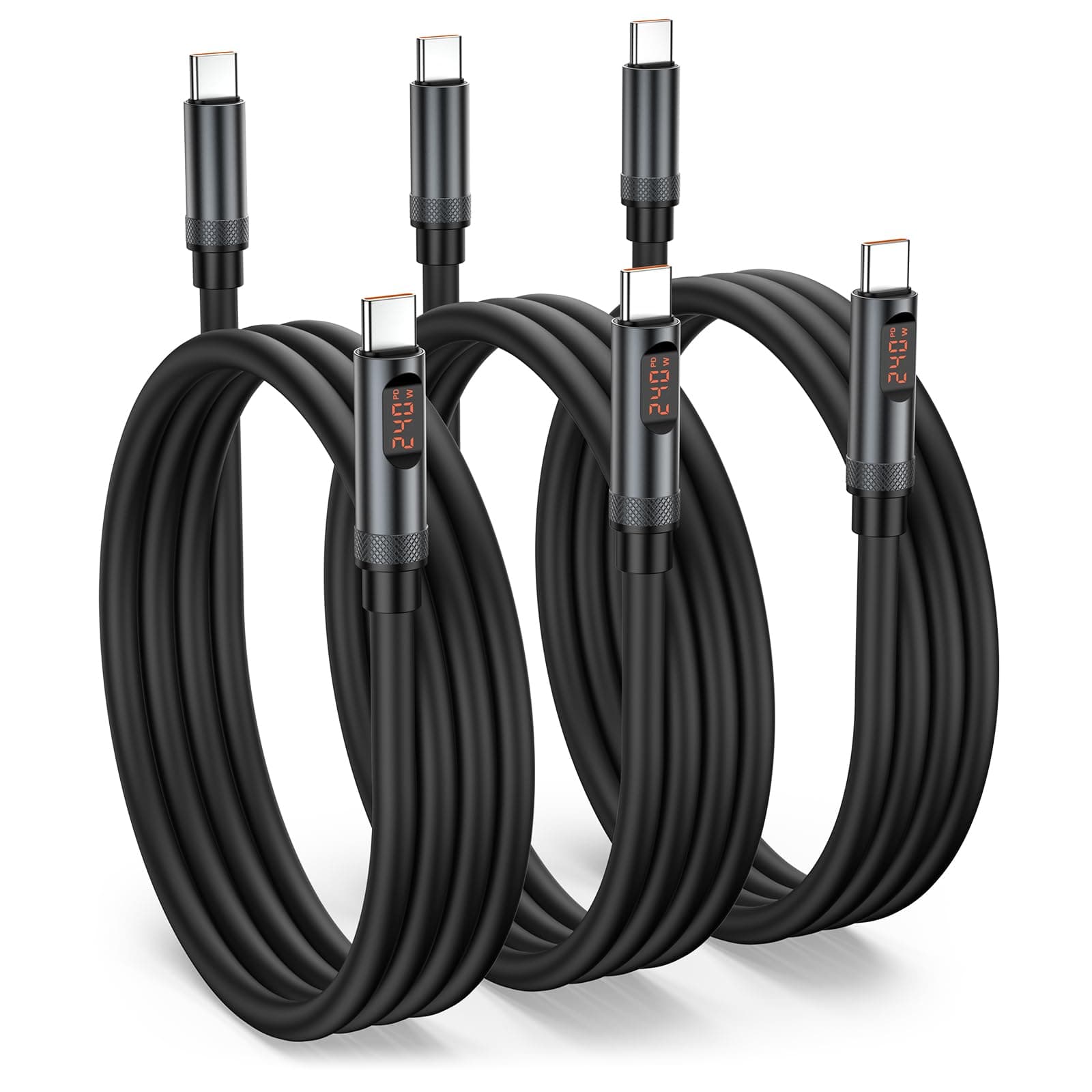 240W USB C to C Cable, [4ft,3-Pack] Fast Charging Type C to C Charger Cord