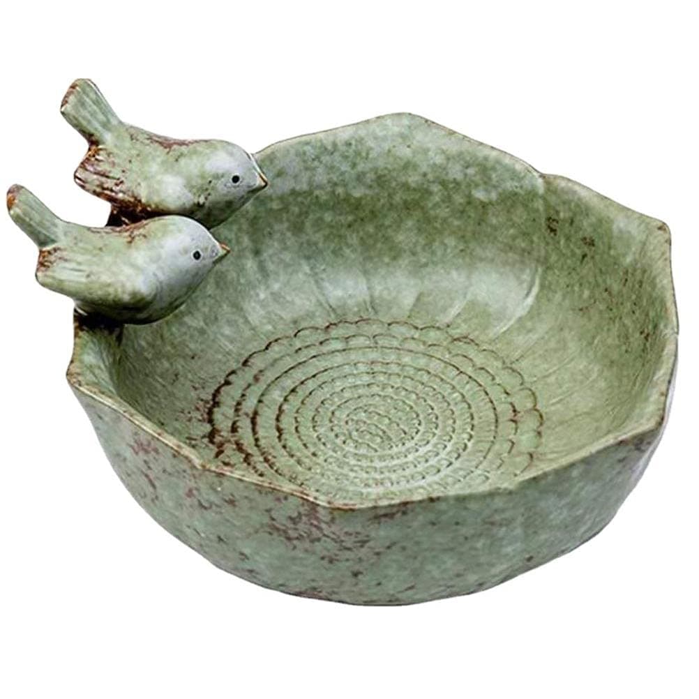 Shiker Bird Bath Creative Bird Feeder Bird Bowl Ceramic Water Bath Bird Bath Feeding Station, Cyan Ceramic Bird Bath Bowl, Bird Food Holder for Garden Outdoor, 15157.5cm