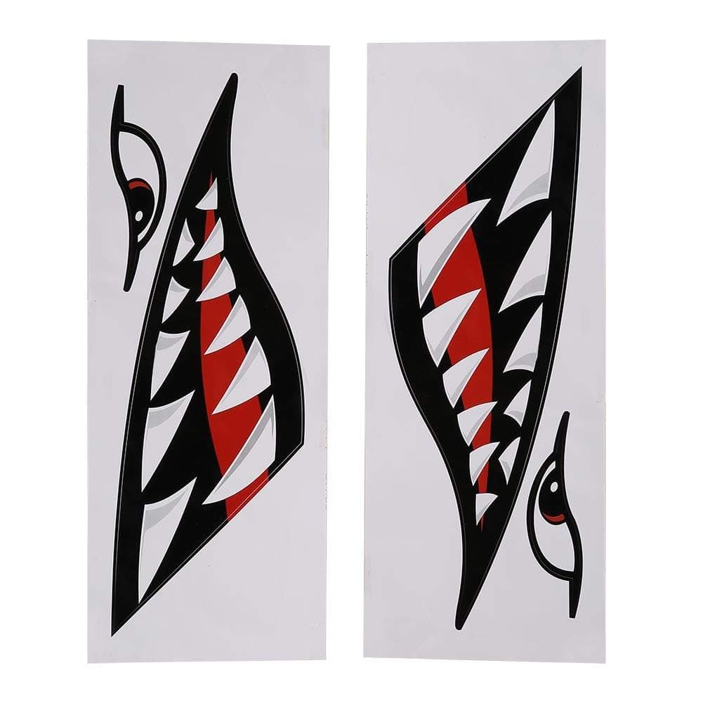 VBESTLIFE 2Pcs Shark Teeth Mouth Reflective Decals, Waterproof, Cartoon, Vinyl, Modern, Contemporary, Stickers, 2 Count, Outdoor, Boat Decals