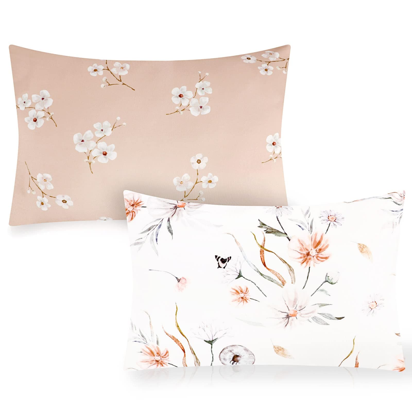 CARUILI Toddler Pillowcase 2 Pack, 13 X 18 Kids Travel Pillow Case Cover with Envelope Closure, Super Soft & Breathable Small Pillow Cases for Girls, Wildflower