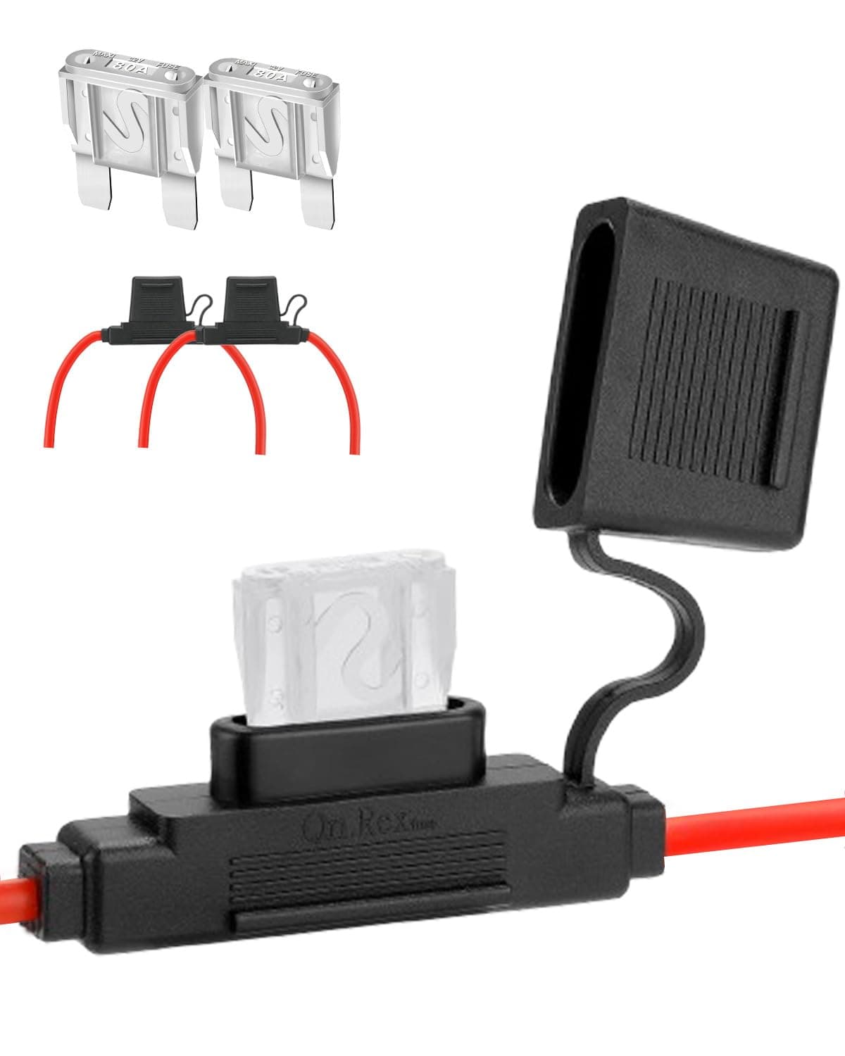 Riseuvo 2 Pack 8 AWG 12V Maxi Fuse Holder with 2 Pcs 80A Fuses