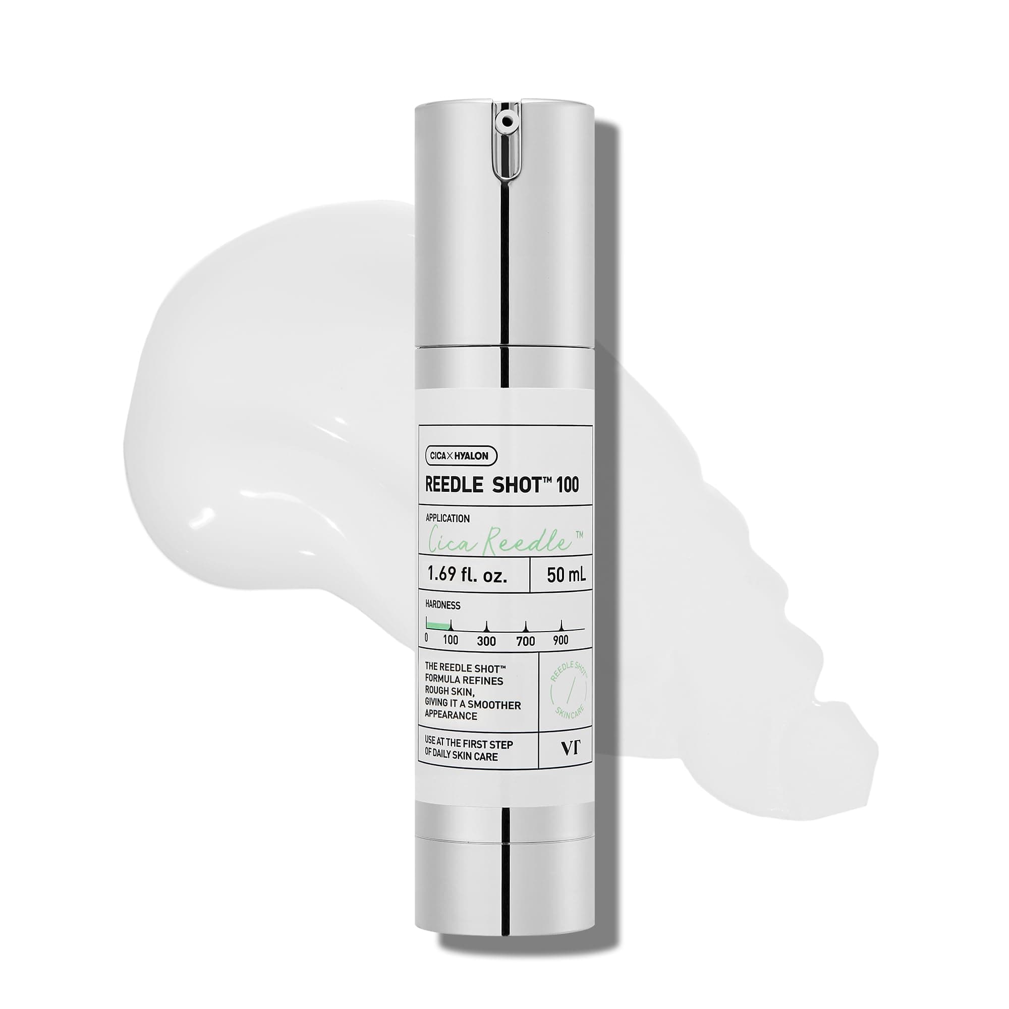 VT COSMETICS CICA Reedle Shot 100, Daily Night Exosome, Microneedling Serum, Centella Asiatica, Hyaluronic Acid, Exfoliation, Soft, Regeneration, Glass, Korean Skin Booster 1.69Fl Oz (50ml)
