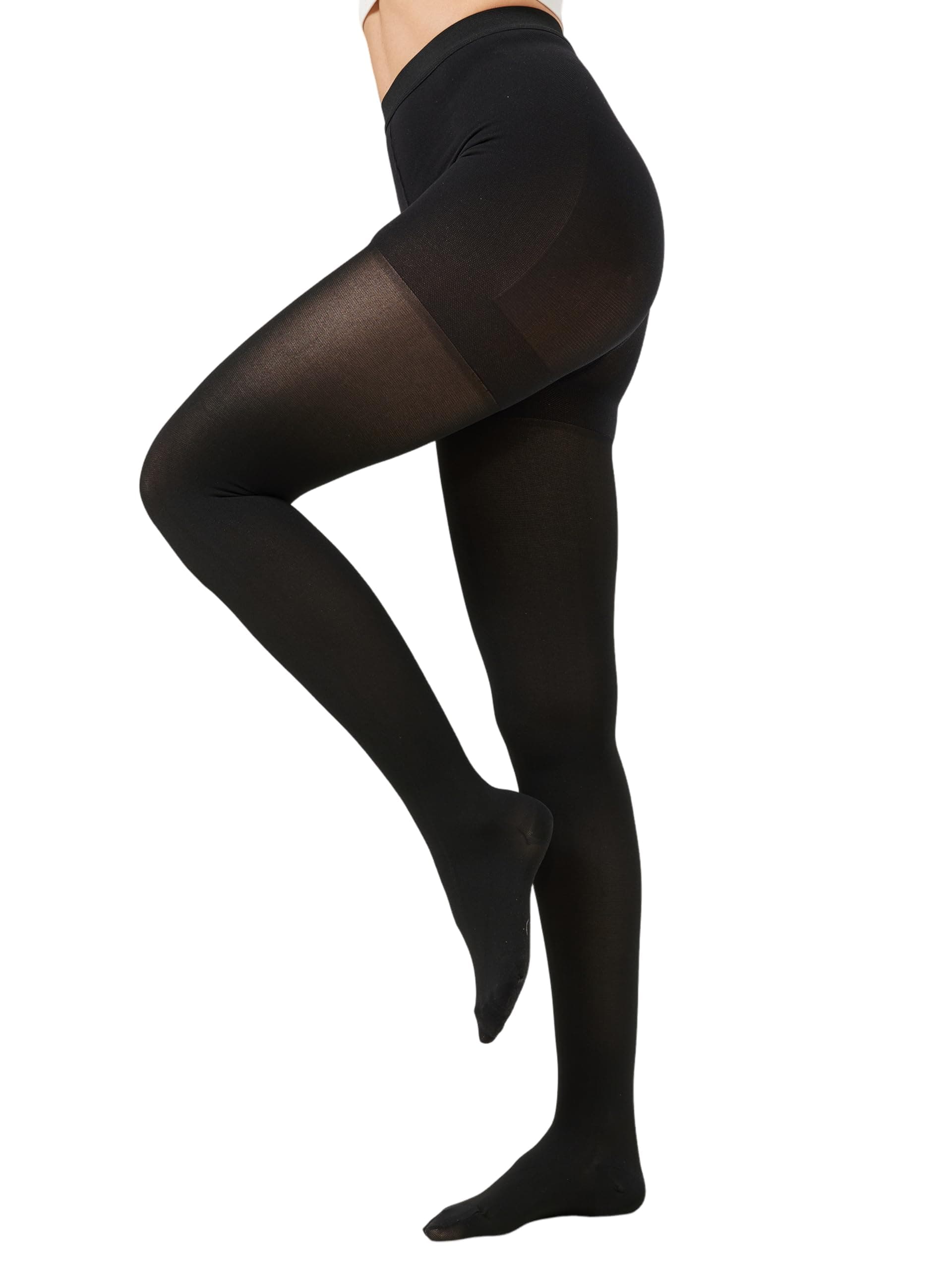 MGANG Compression Pantyhose for Women & Men, Closed Toe, Opaque, Waist High Compression Circulation Leggings, 20-30 mmHg Firm Support Compression Hose, Black L
