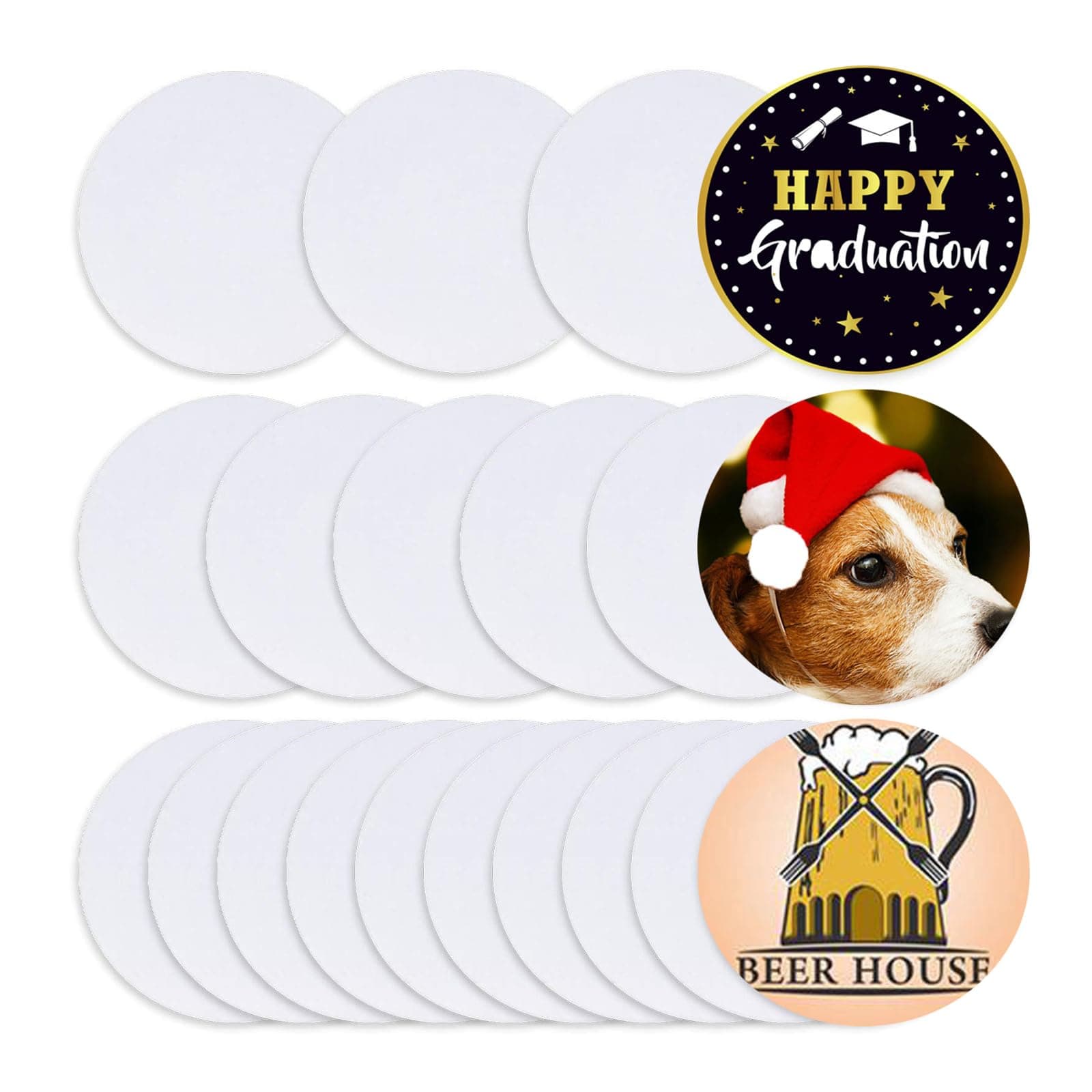 Sublimation Blank Drink Coasters,3.5 Inch MDF Round Coasters,20 Pcs