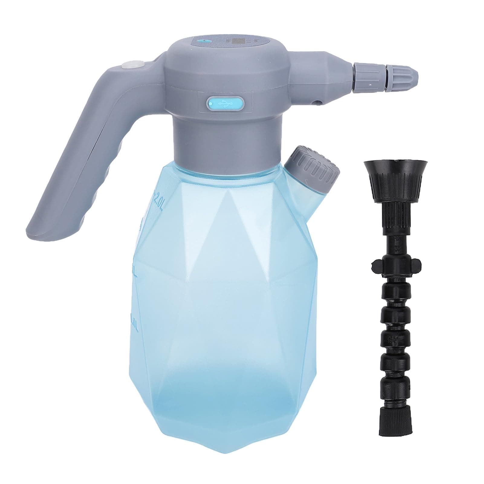 Aoresac 2L Automatic Watering Tool with 3 Speeds Adjustable, Rechargeable Battery Powered Spraying Bottle (2L Transparent Bottle with Rhombus Pattern (with)