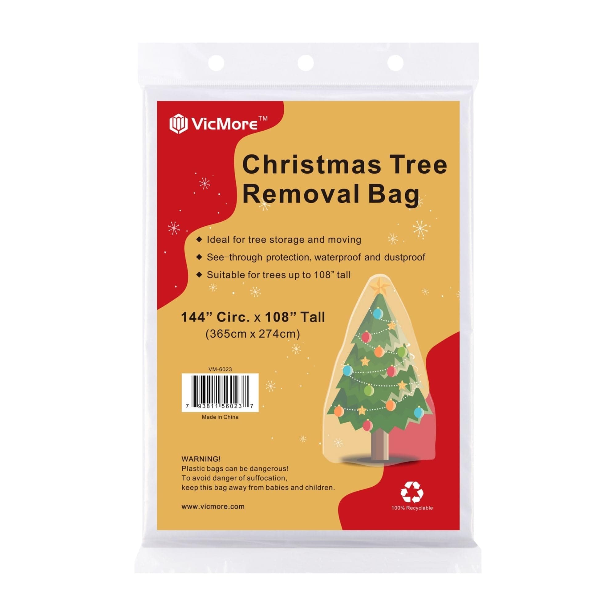 VICMORE Christmas Tree Removal Bag Extra Large 9 Feet Tall by 6 Feet Wide Tree Disposal Bag Waterproof Christmas Tree Storage Bag