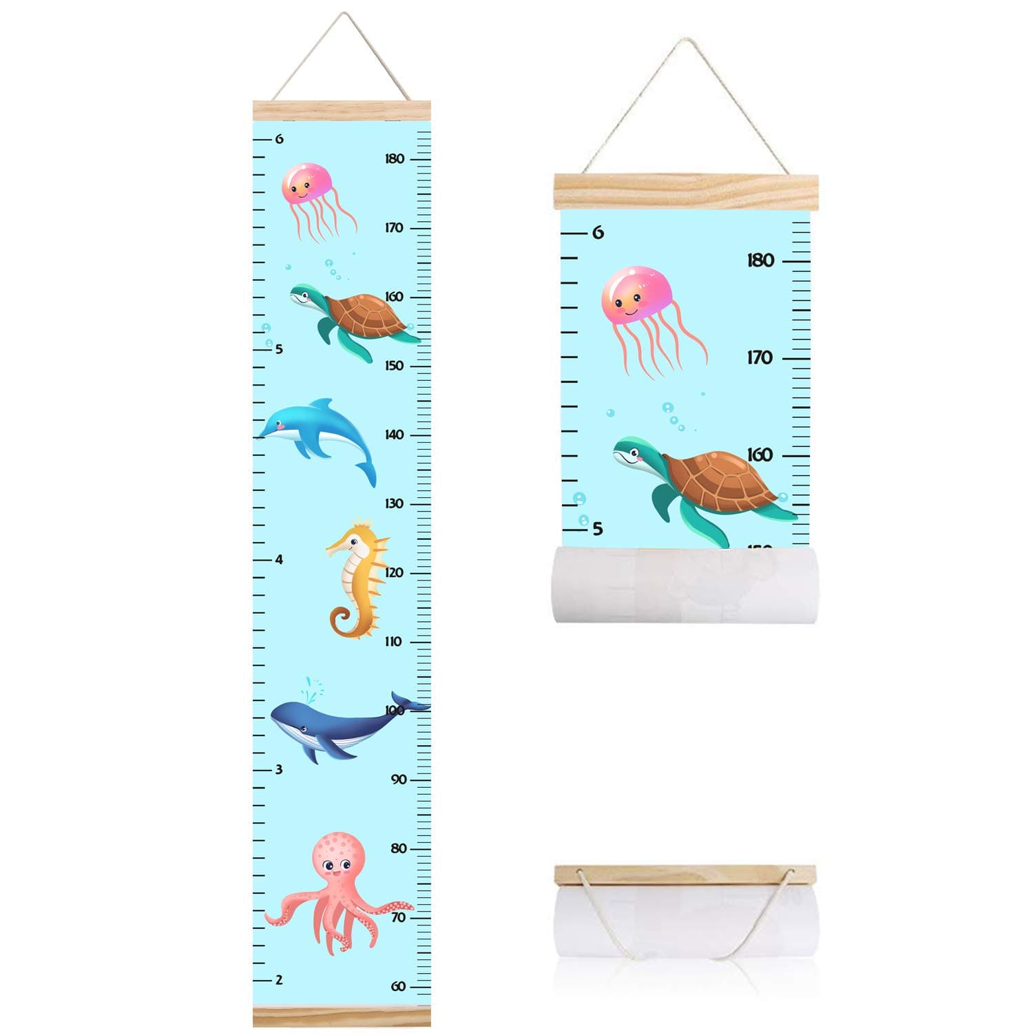 Animals Growth Chart for Kids, Baby Height Chart, Canvas Height Measuring Rulers for Boys Girls (Animals 3)