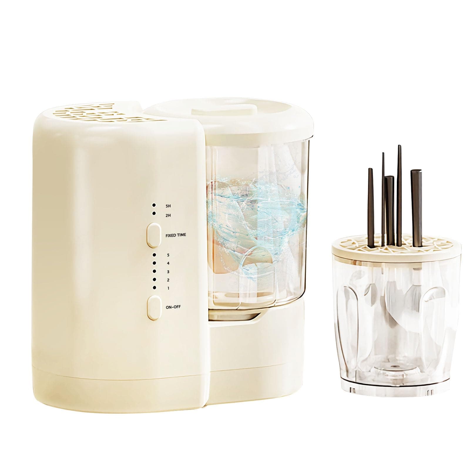 Aerbee 3 in 1 Electric Makeup Brush Cleaner & Mini Underwear Washing Machine & Makeup Brush Air Dryer, With 2 Containers for Cleaning Beauty Makeup Brush Set, Sponges and Underwear, Small Clothes