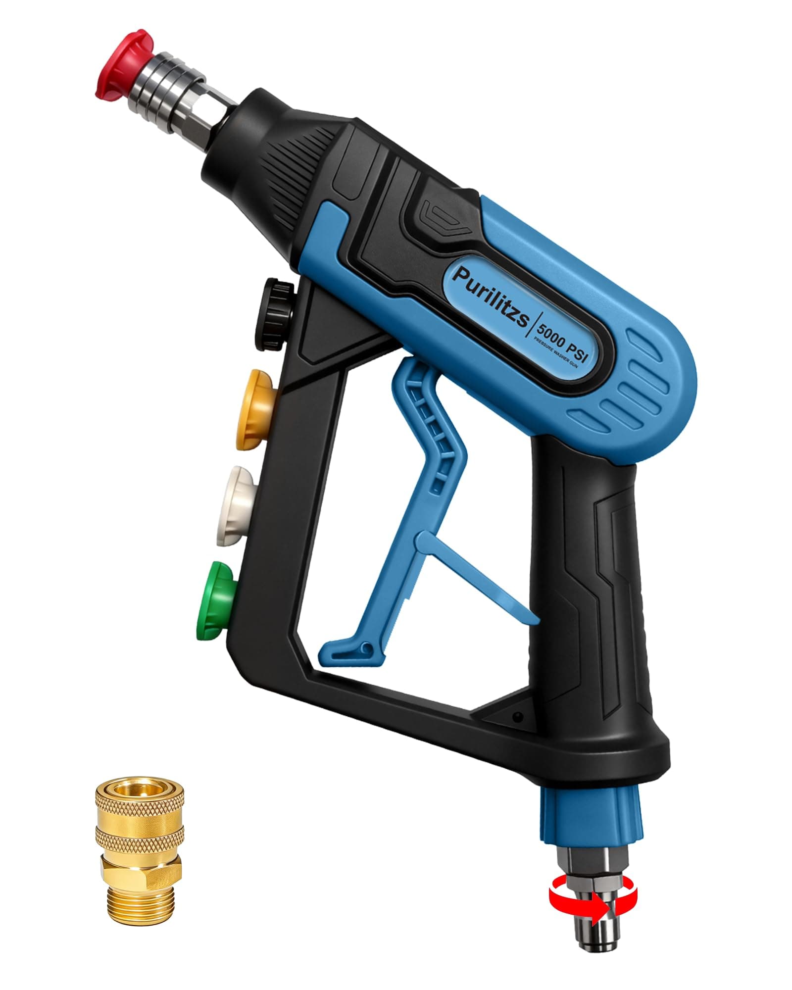 5000 PSI Pressure Washer Gun with Swivel 3/8" Plug & M22 Coupler