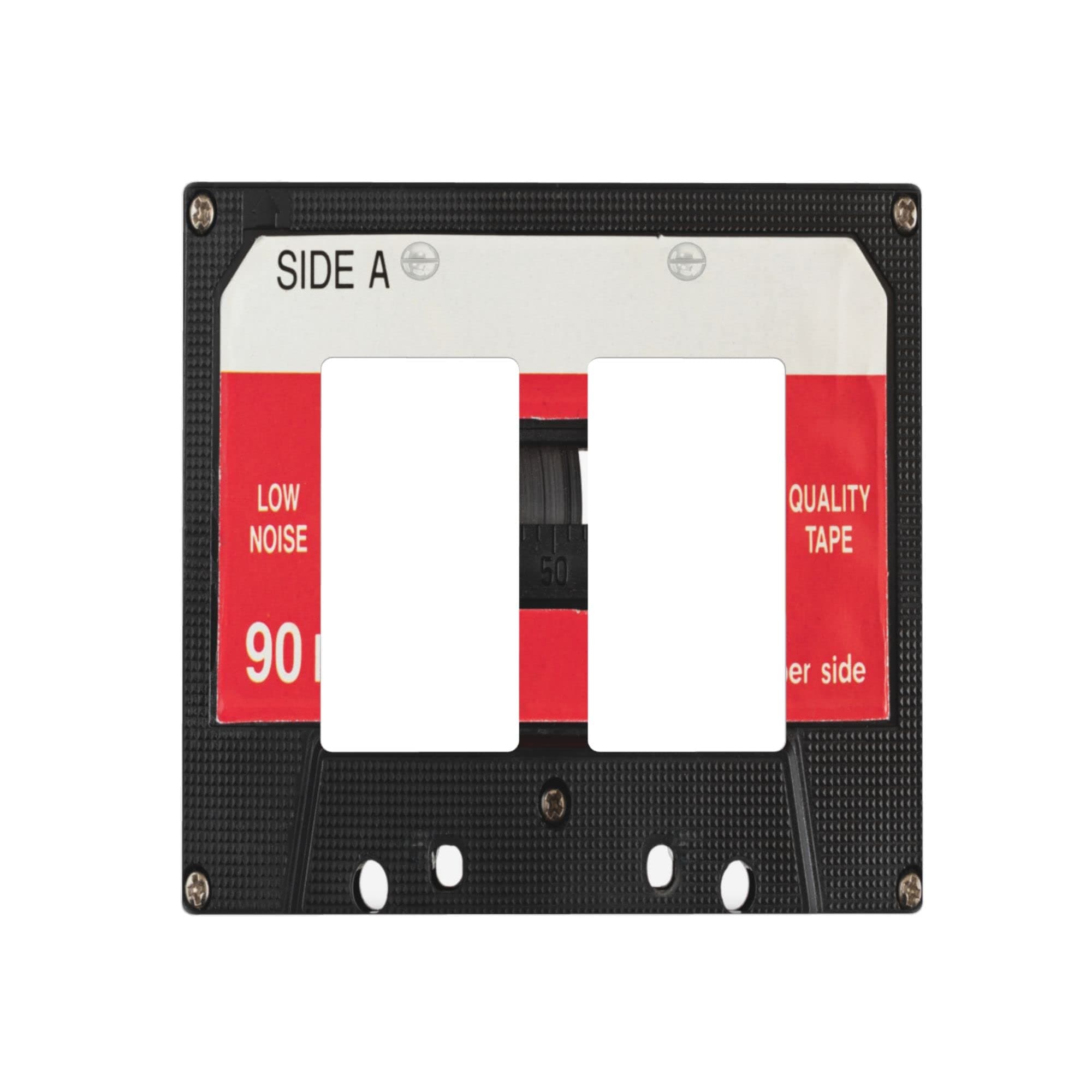 Cubierta de pared para placa de pared con cinta de casete vintage de 2 bandas, decorativa, doble basculante, cubierta de interruptor de luz, cubiertas de toma eléctrica de 4.5 x 4.57 pulgadas