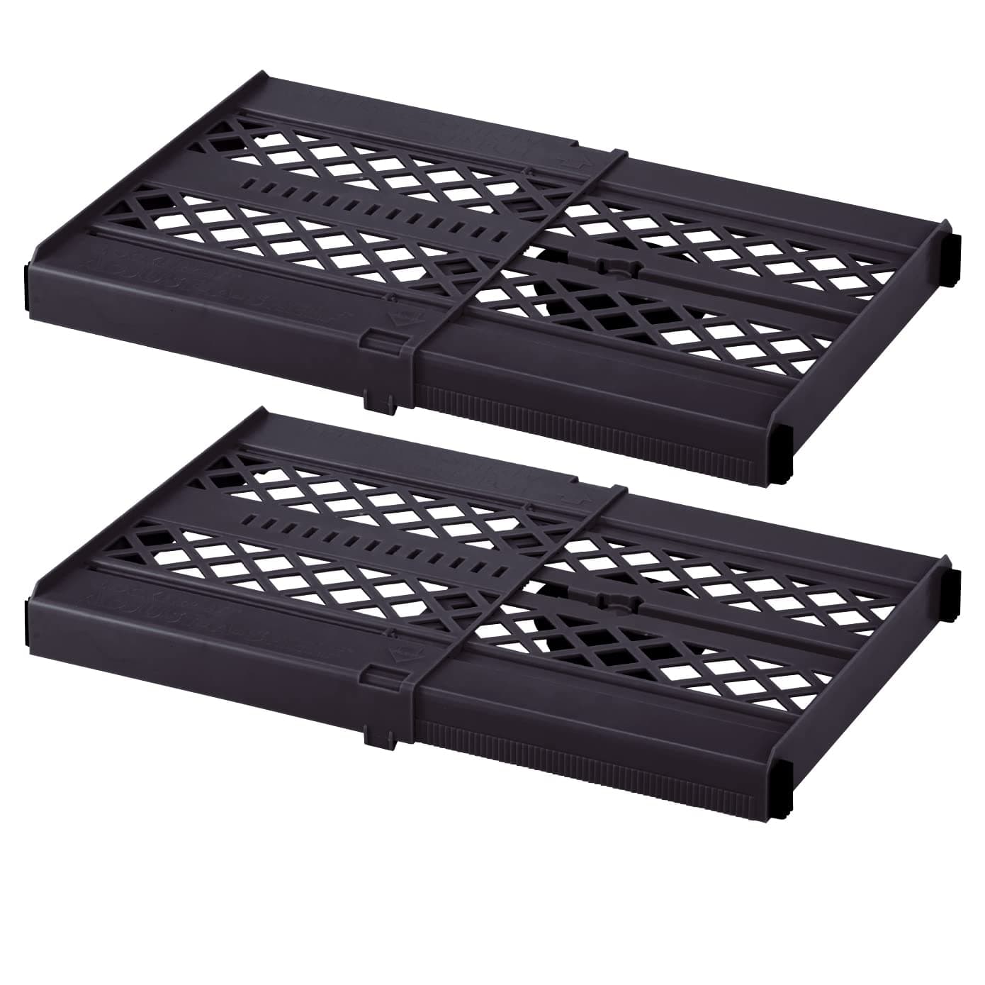 LockerMate Adjust-A-Shelf Locker Shelf, Extends to Fit Your Locker, Easy to Use, Perfect for School, Office, Gym, Black, 2-Pack